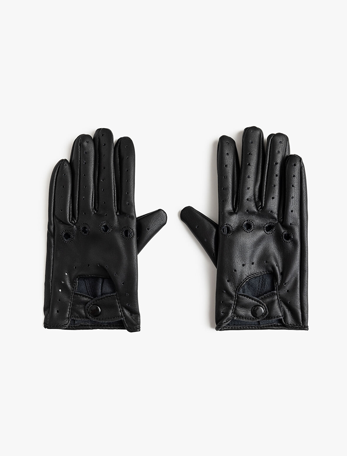 Eldiven Suni Deri Pencere Detaylı Çıtçıt Düğmeli