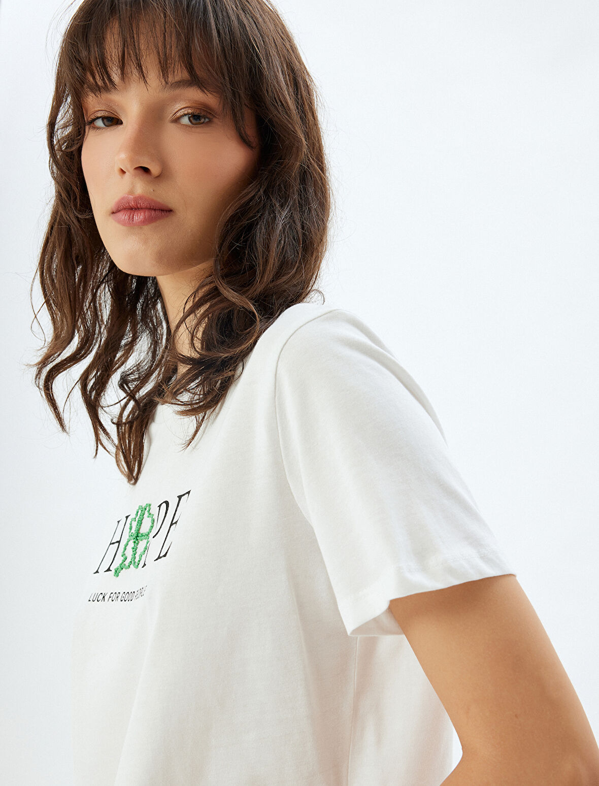 Kısa Kollu Tişört Baskılı Bisiklet Yaka Pamuklu 