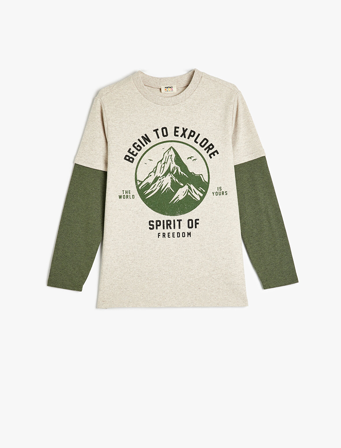 Tişört Slogan Baskı Detaylı Uzun Kollu Bisiklet Yaka