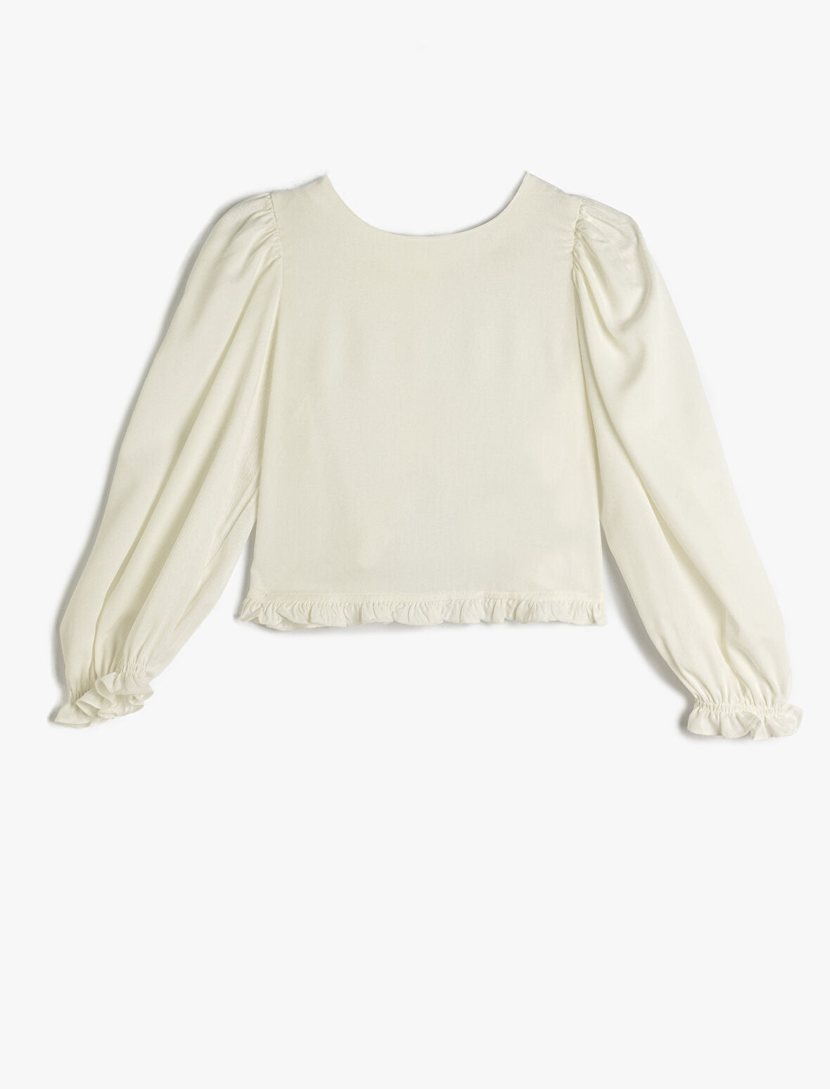 Bluz Uzun Kollu Bisiklet Yaka Manşetleri Lastikli Viskon Kumaş 