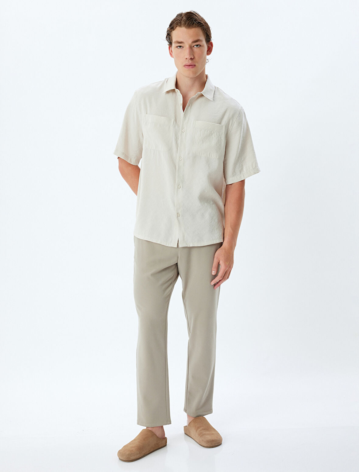 Basic Gömlek Cepli Kısa Kollu Regular Fit