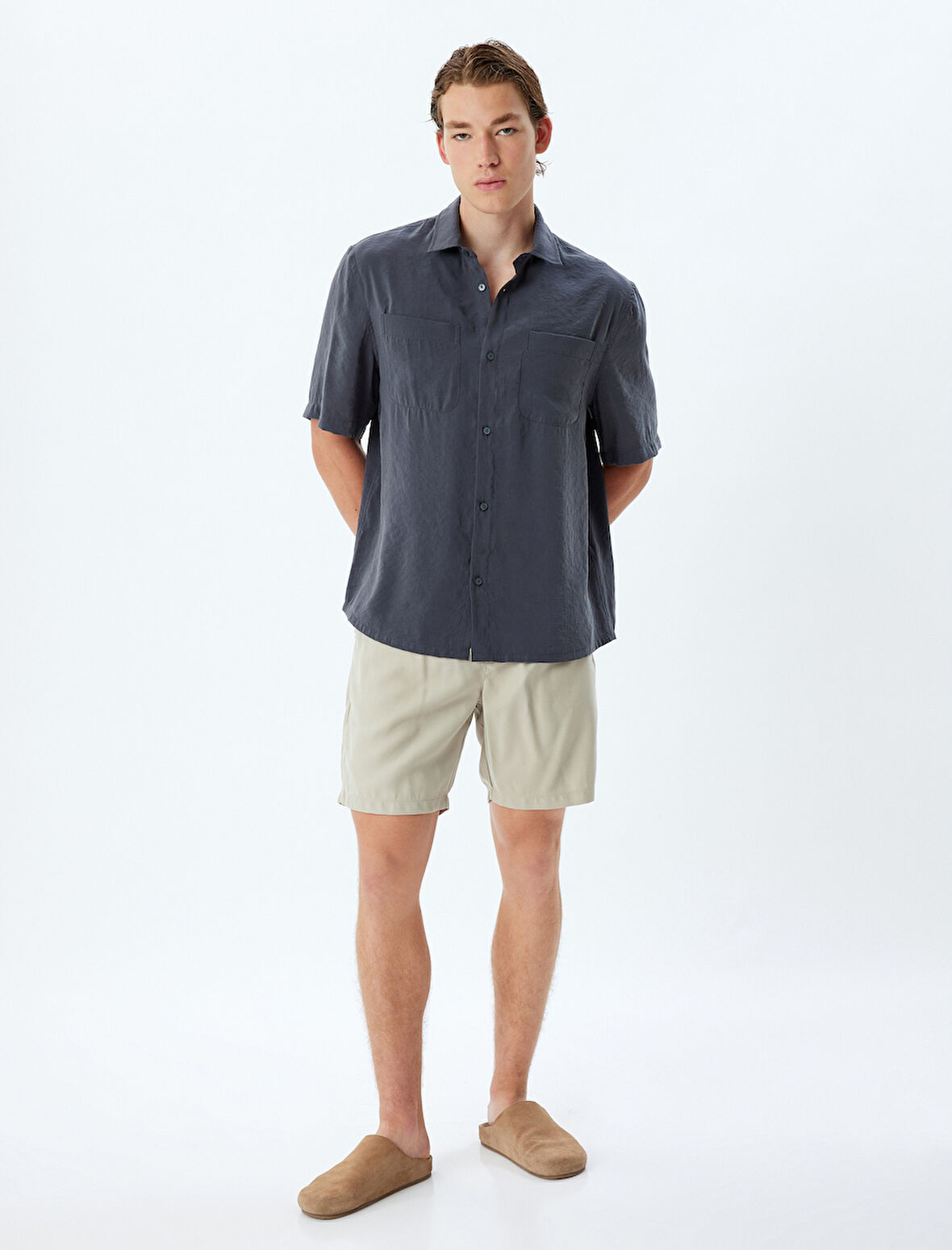 Basic Gömlek Cepli Kısa Kollu Regular Fit