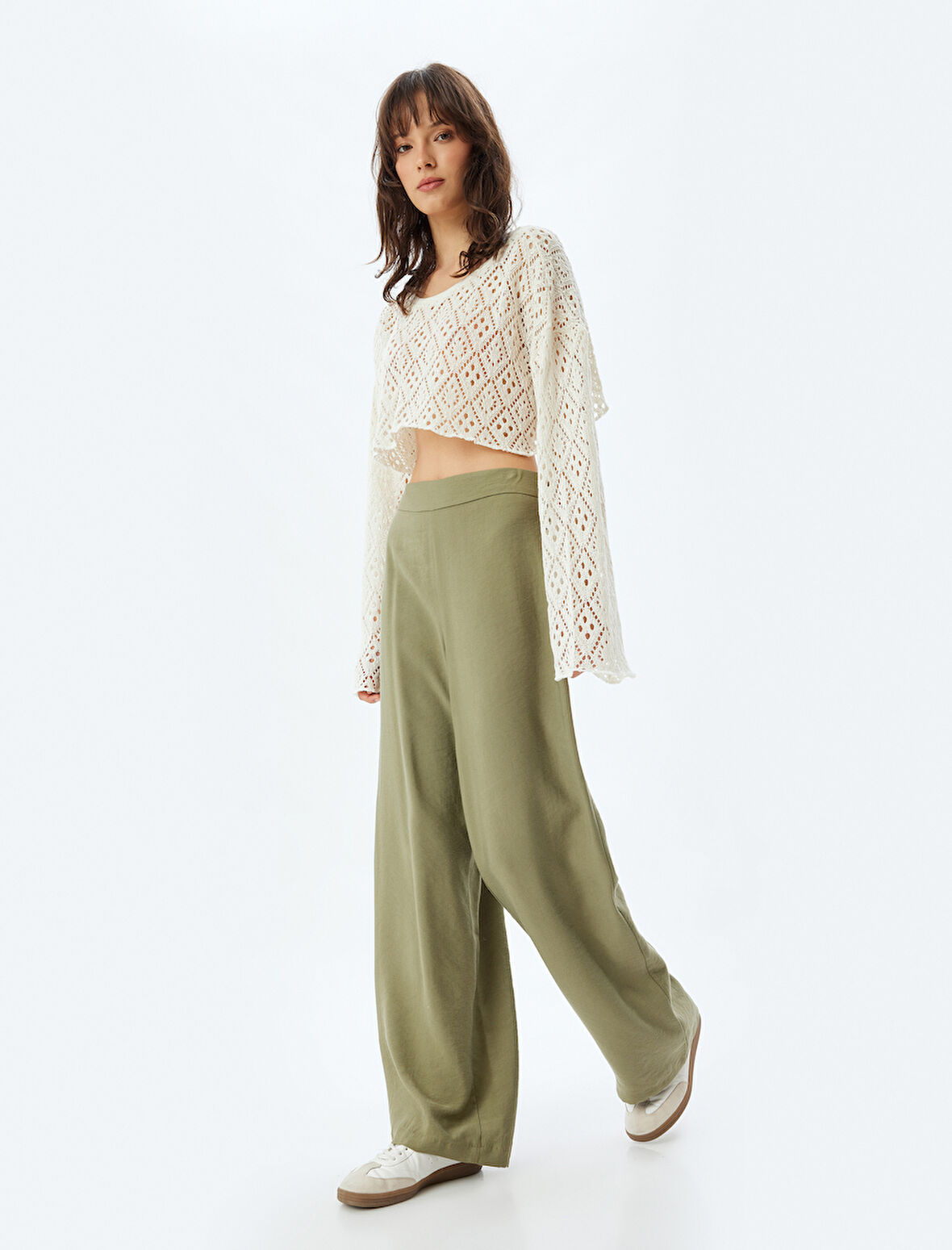 Modal Pantolon Yüksek Bel Geniş Paça