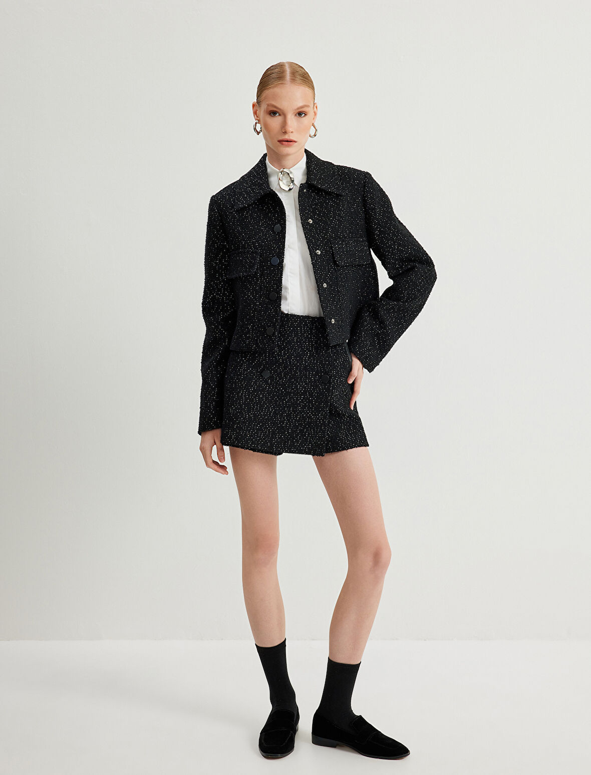 Mini Tüvit Şort Etek Kruvaze 