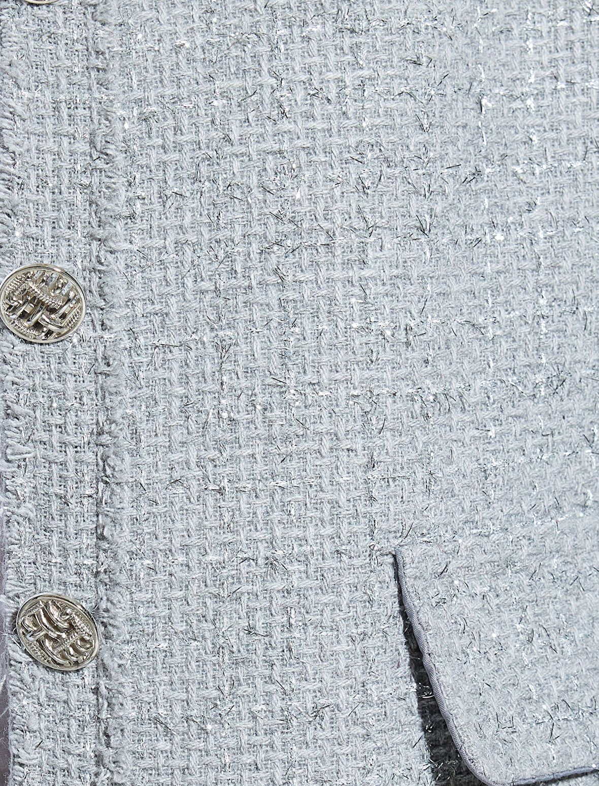 Tüvit Crop Ceket Yuvarlak Yaka Düğmeli Cepli