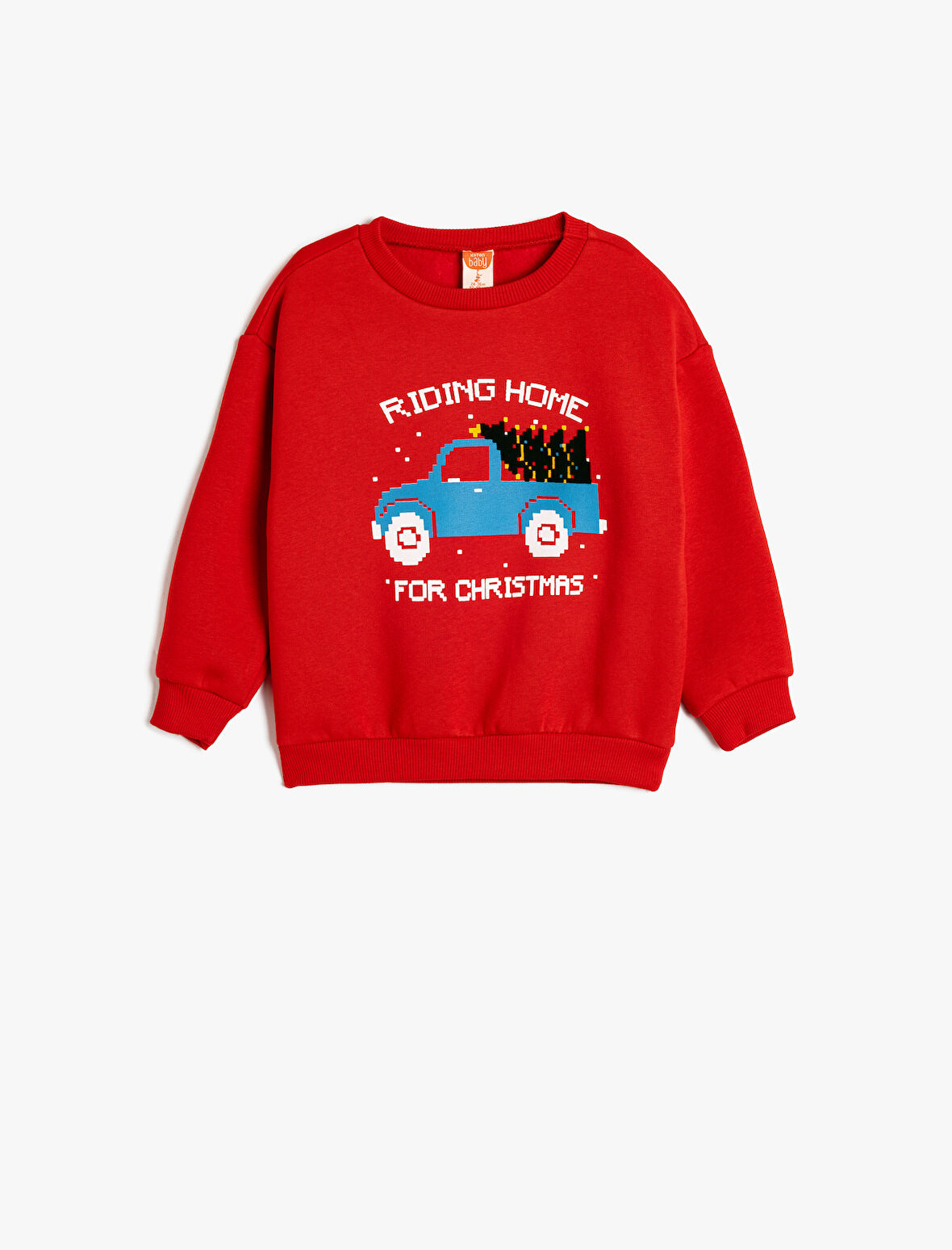 Sweatshirt Yılbaşı Temalı Baskı Detaylı Uzun Kollu Pamuklu Şardonlu