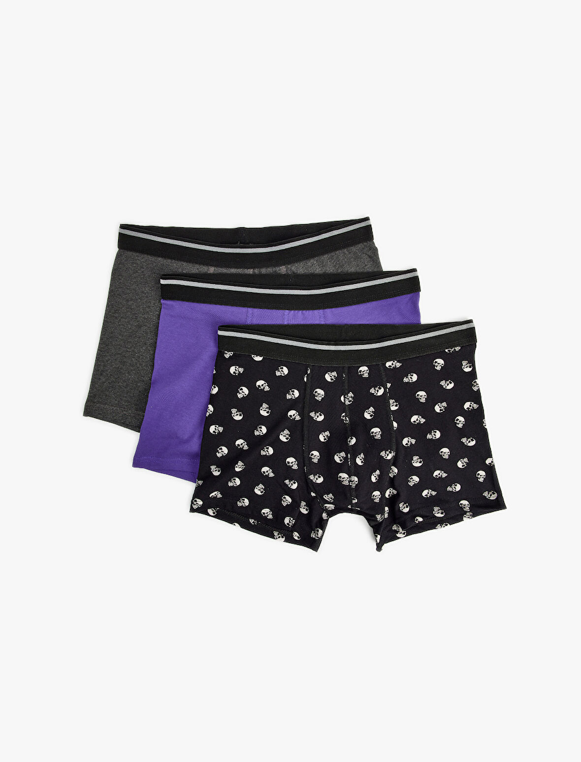 3'lü Boxer Seti Slim Fit Kuru Kafa Baskılı Pamuklu