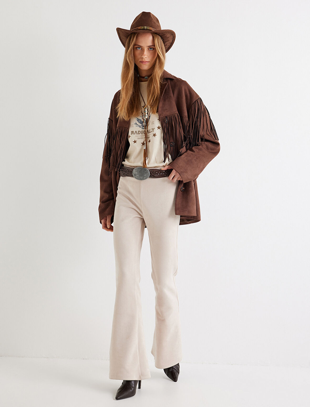 Suni Süet Pantolon İspanyol Paça 