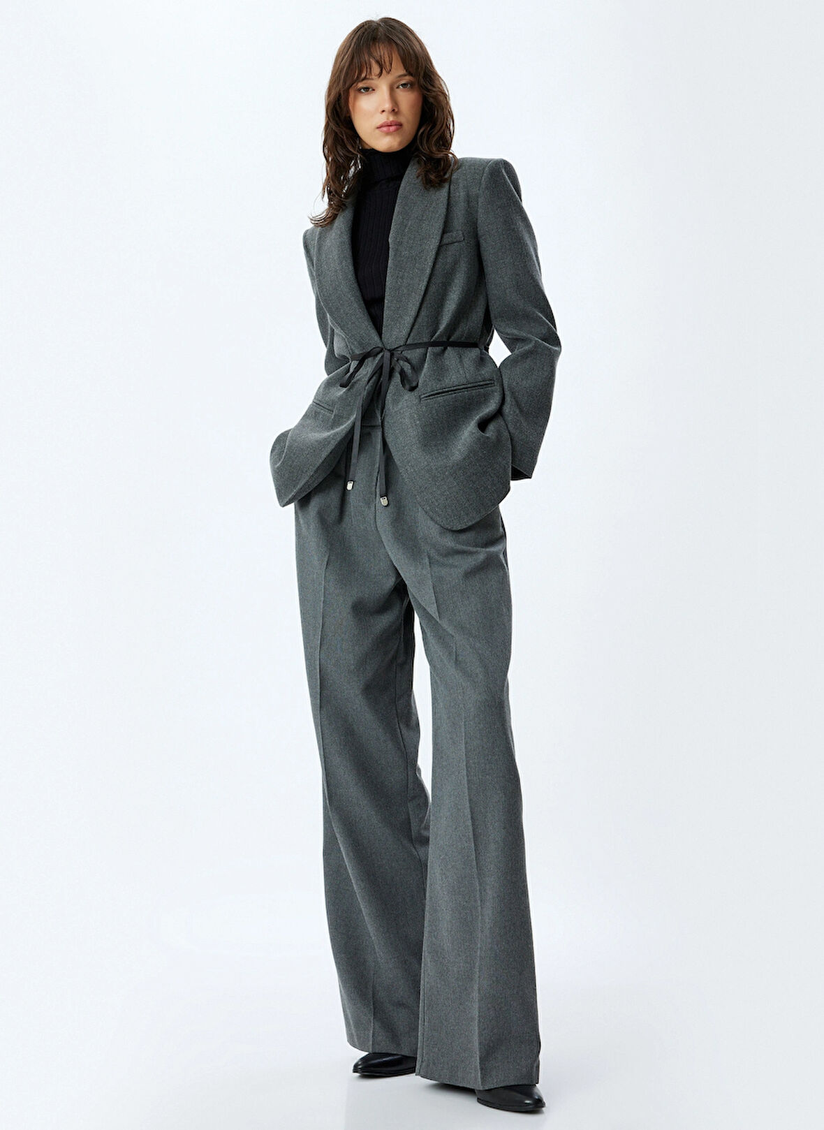 Koton Slim Fit Koyu Antrasit Kadın Ceket 5WAK50099UW048