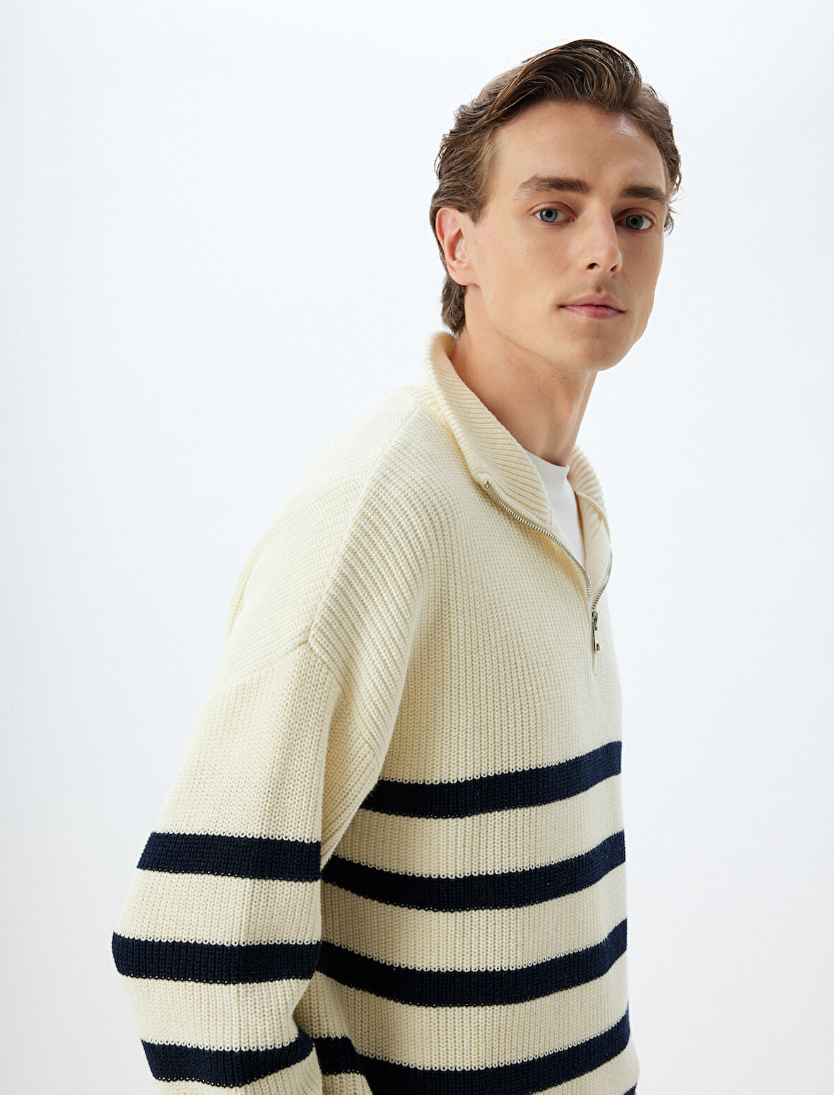 Triko Kazak Fermuarlı Yaka Pamuklu