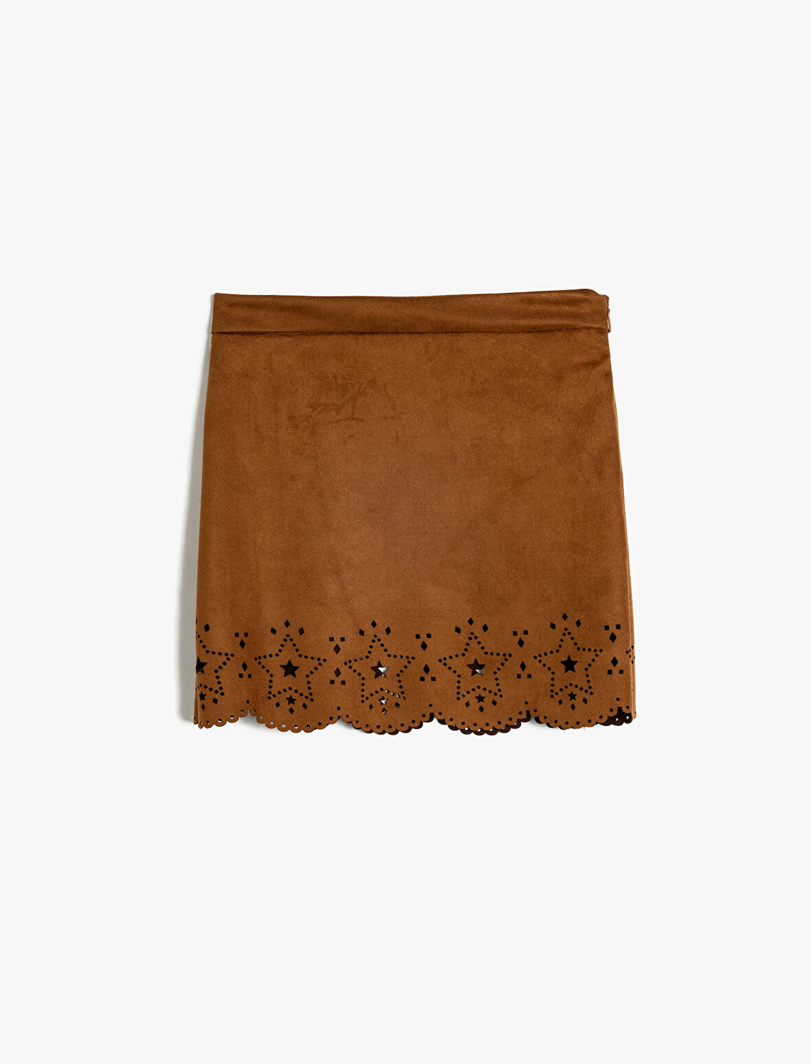Süet Mini Etek Yıldız Detaylı 