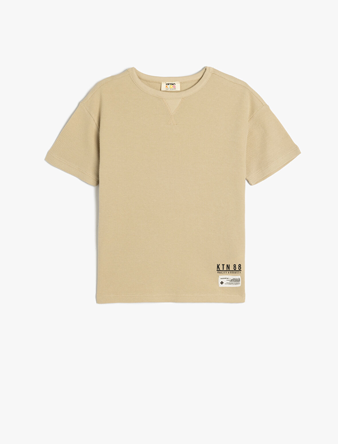 Basic Tişört Kısa Kollu Bisiklet Yaka Dokulu Pamuklu