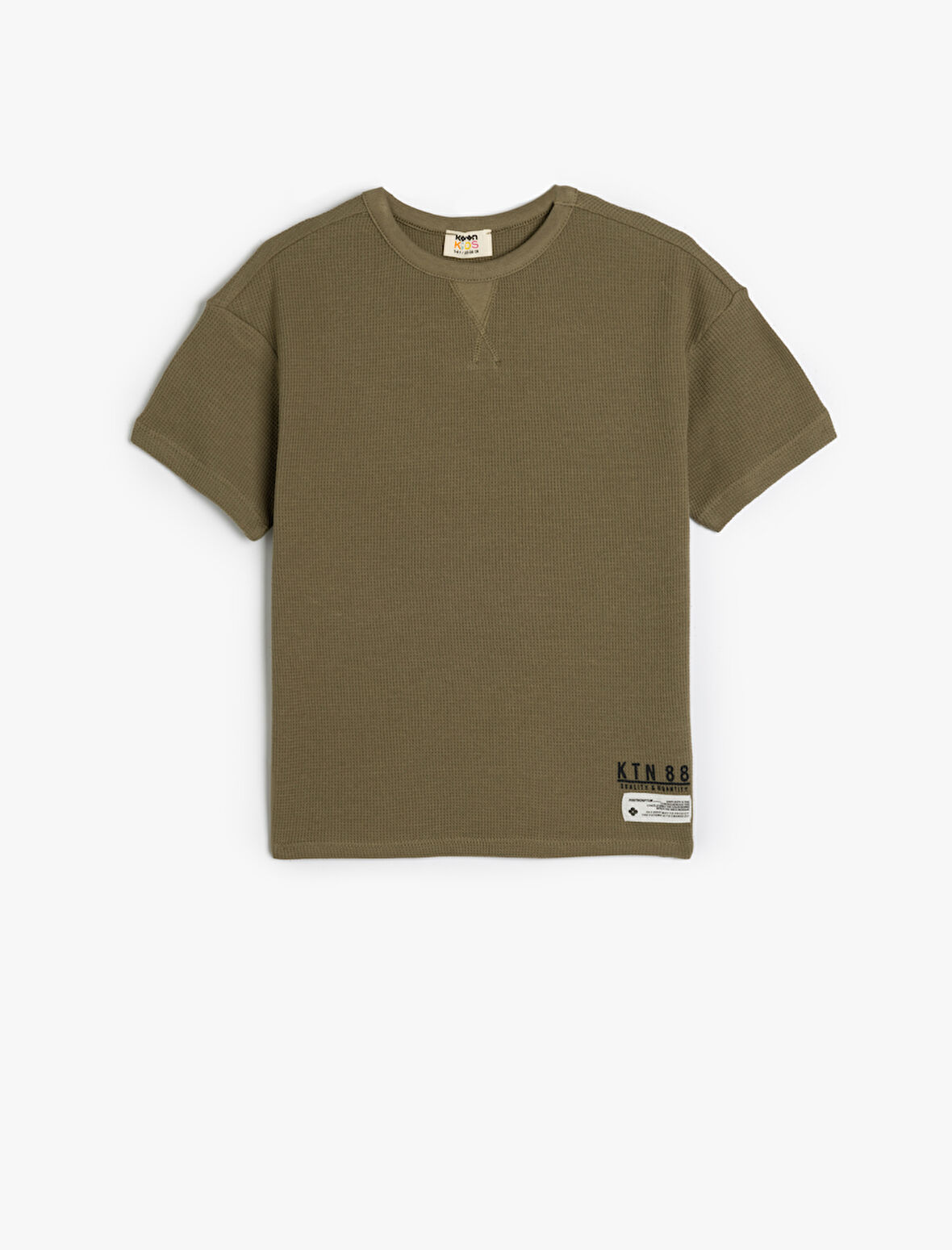 Basic Tişört Kısa Kollu Bisiklet Yaka Dokulu Pamuklu