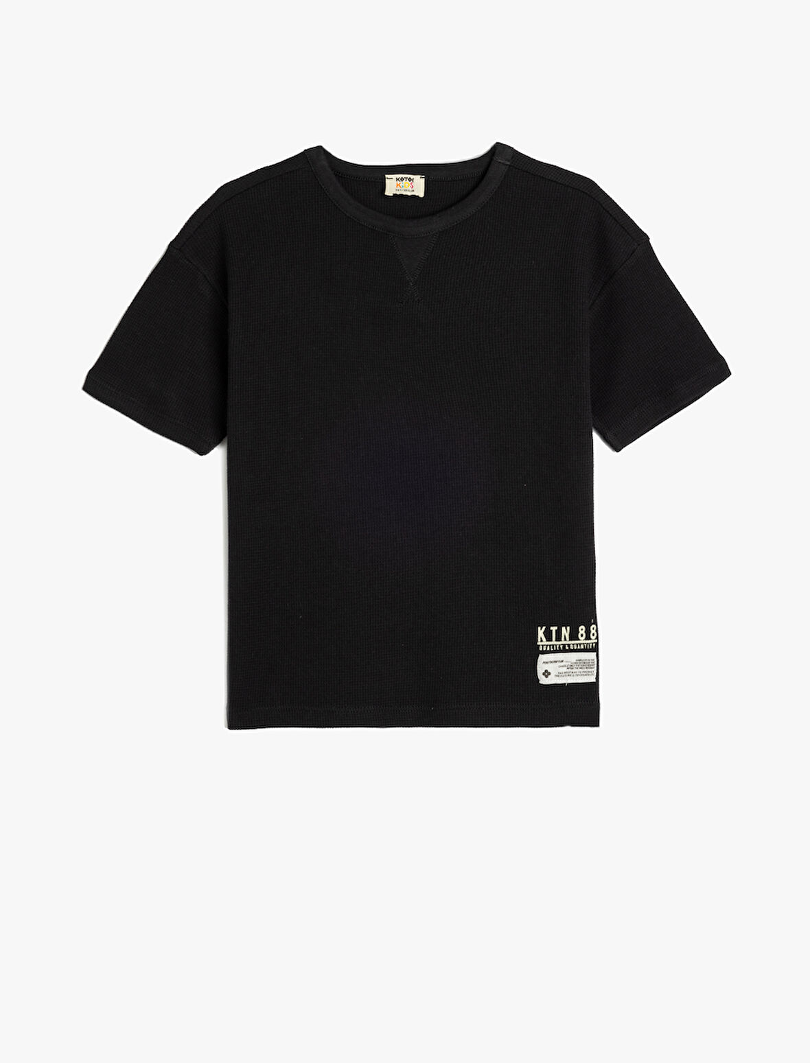 Basic Tişört Kısa Kollu Bisiklet Yaka Dokulu Pamuklu