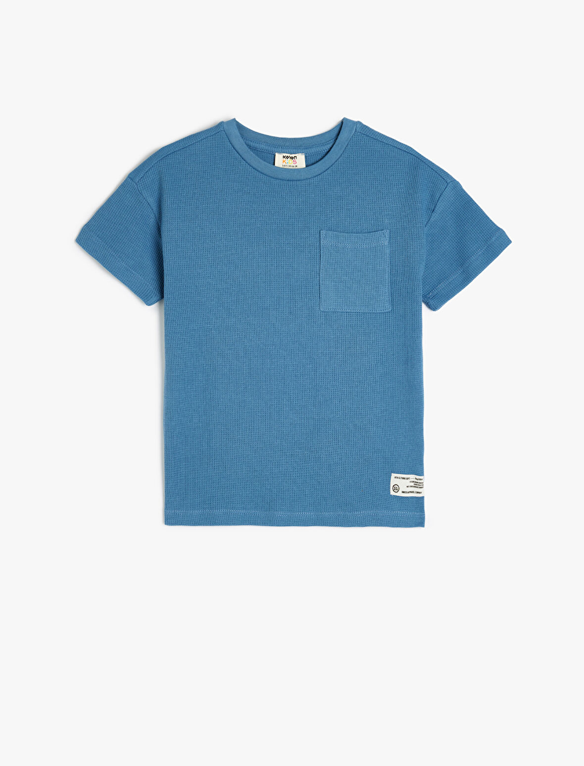 Oversize Basic Tişört Kısa Kollu Bisiklet Yaka Dokulu Cep Detaylı Pamuklu