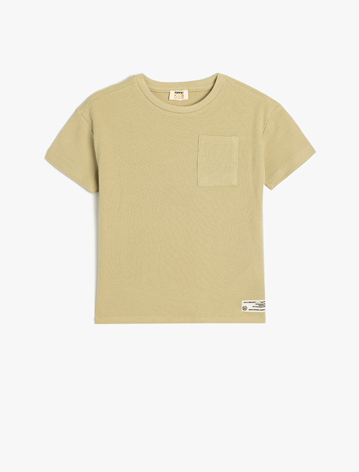 Oversize Basic Tişört Kısa Kollu Bisiklet Yaka Dokulu Cep Detaylı Pamuklu