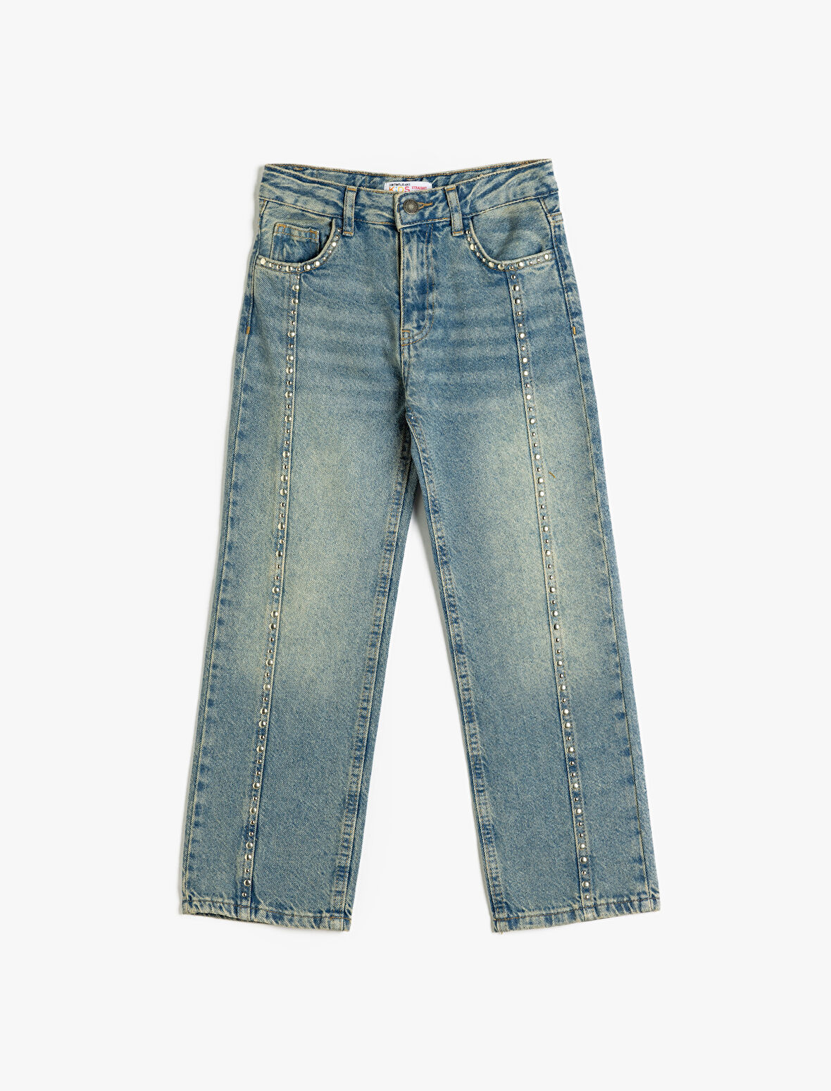Kot Pantolon Düz Paça Cepli Pamuklu- Straight Jean