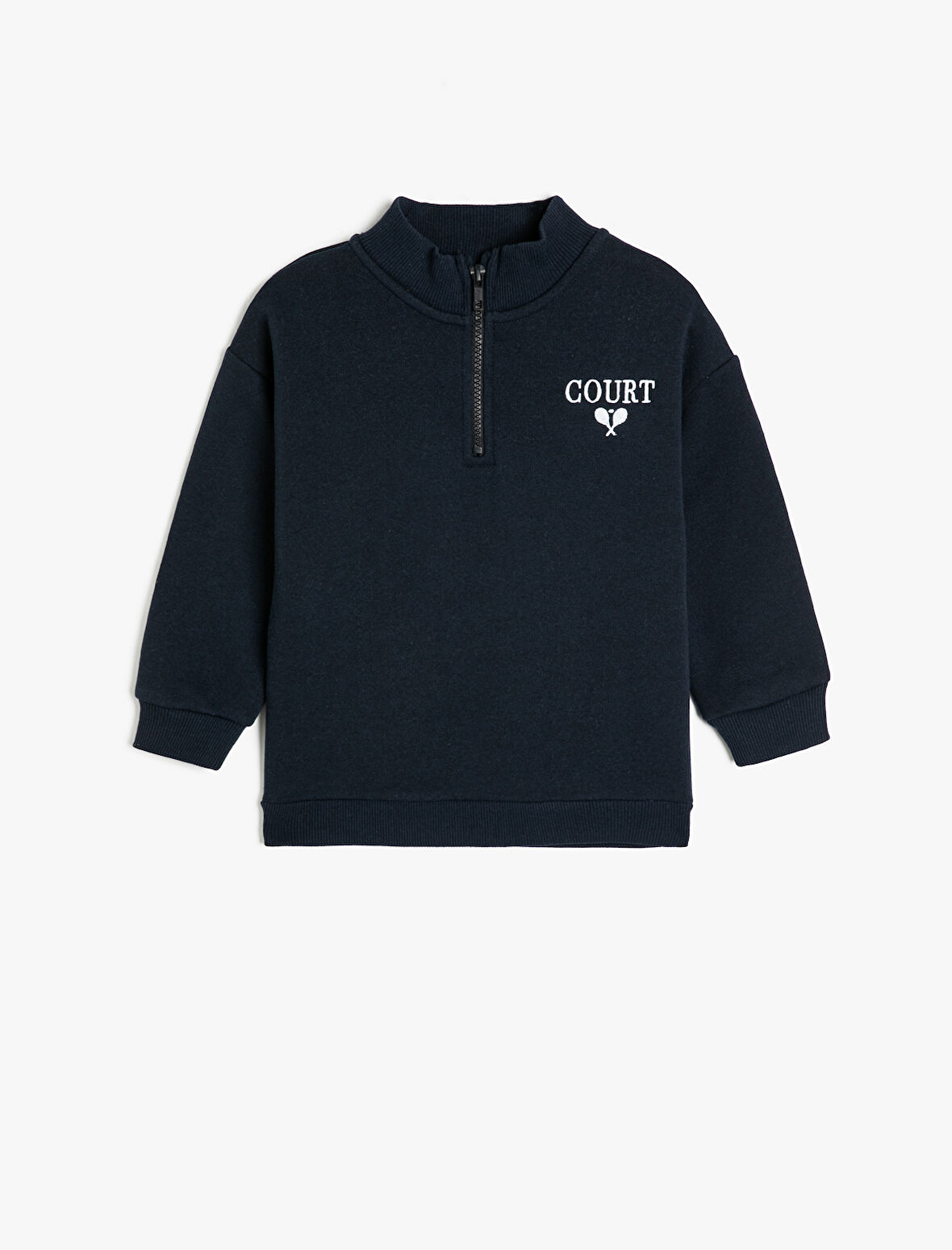 Sweatshirt Dik Yaka Yarım Fermuarlı Uzun Kollu