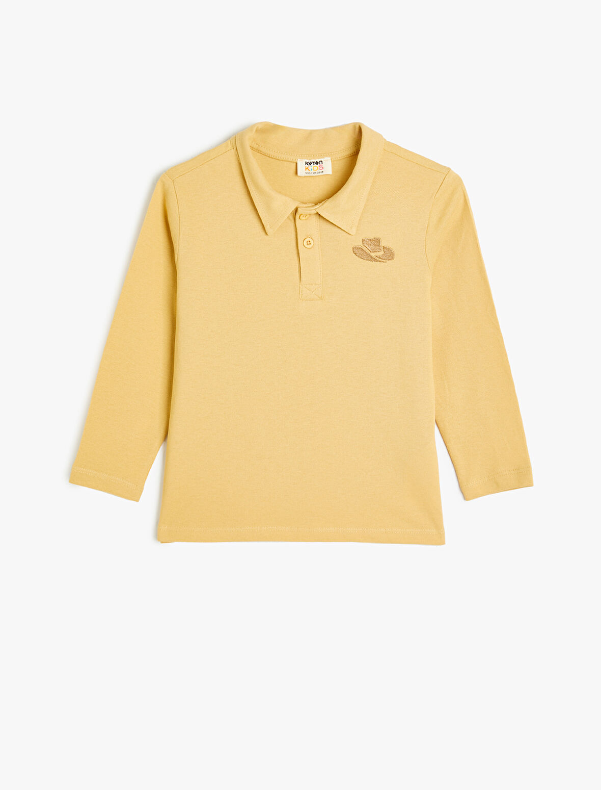 Polo Tişört Uzun Kollu İşleme Detaylı Pamuklu