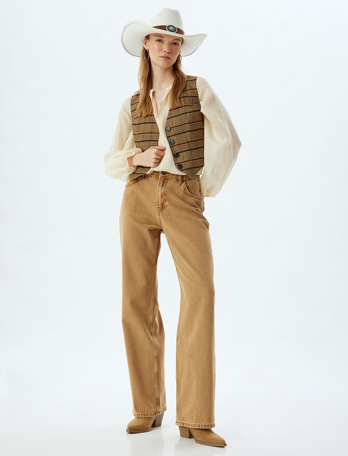 Düz Paça Pantolon Düğmeli Cep Detaylı Pamuklu - Straight Fit Jean