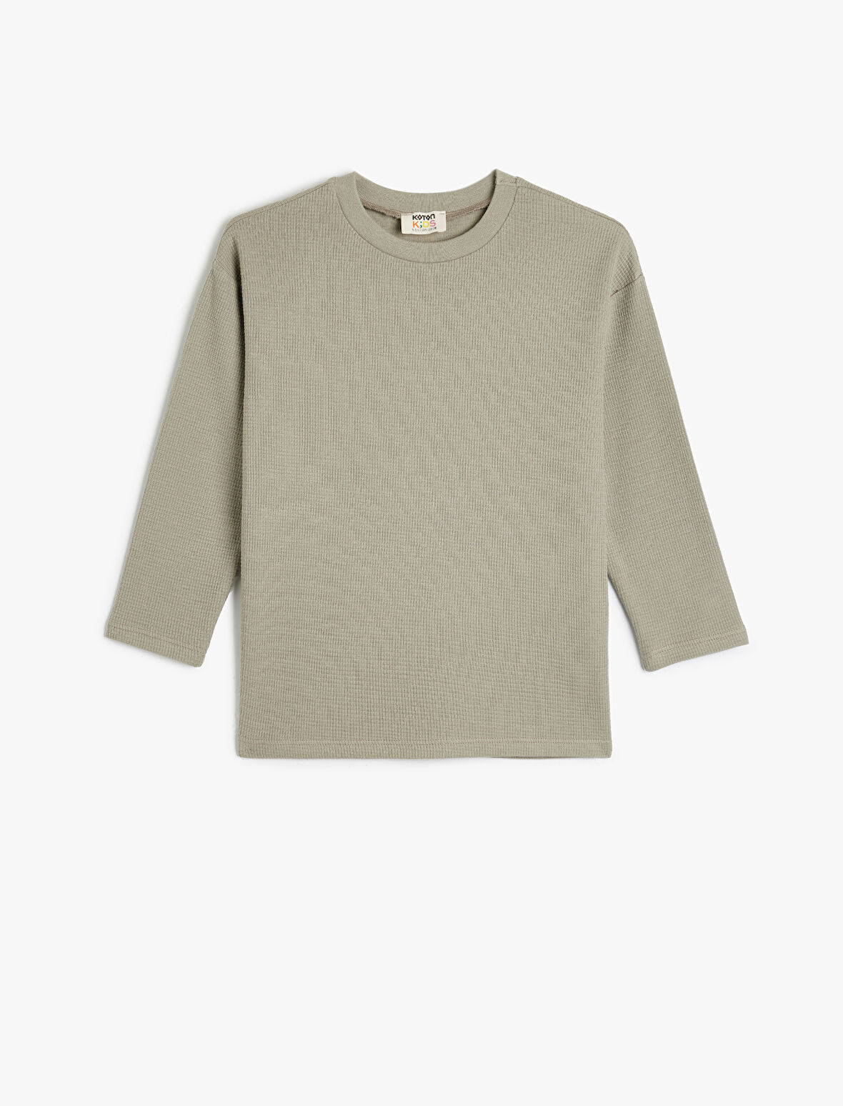 Oversize Tişört Uzun Kollu Bisiklet Yaka Ribanalı Pamuklu