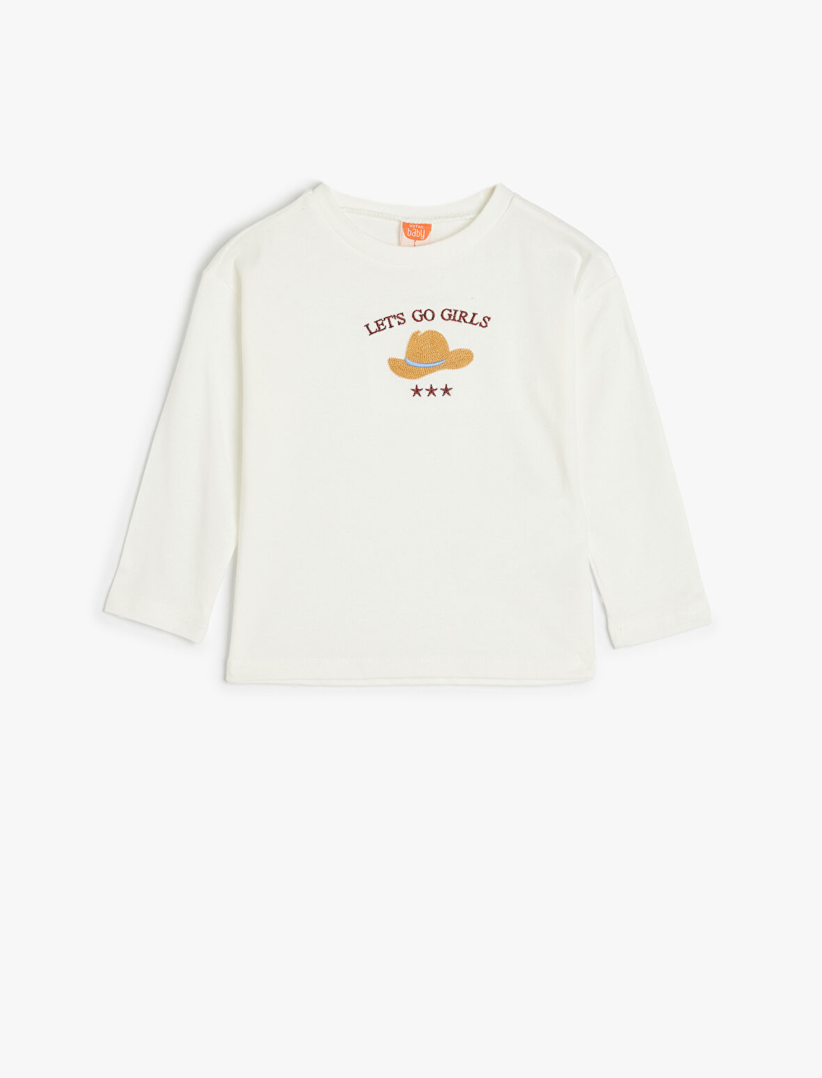 Uzun Kollu Tişört Baskı Detaylı Bisiklet Yaka