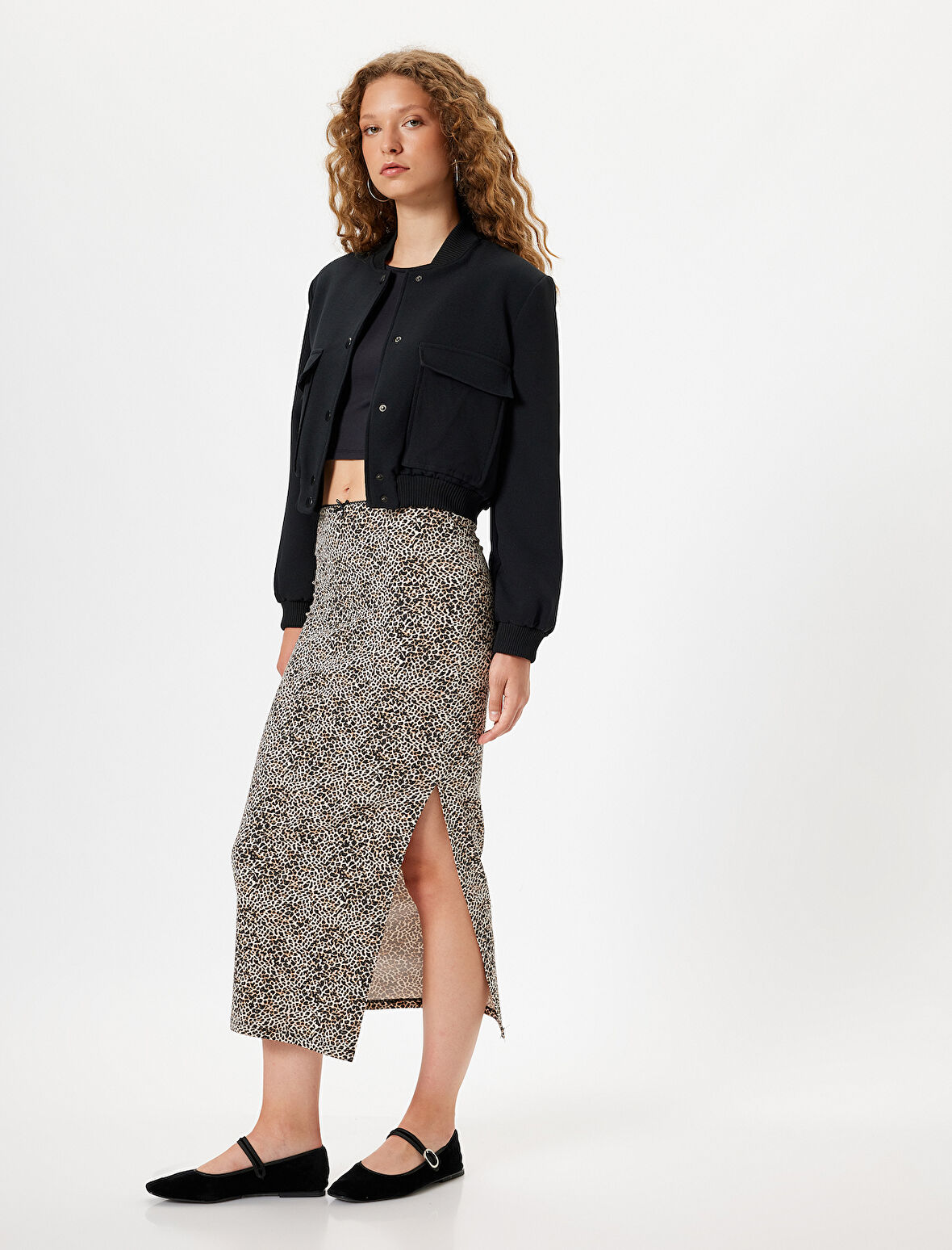 Leopar Etek Uzun Yırtmaçlı A Kesim Fiyonk Detaylı