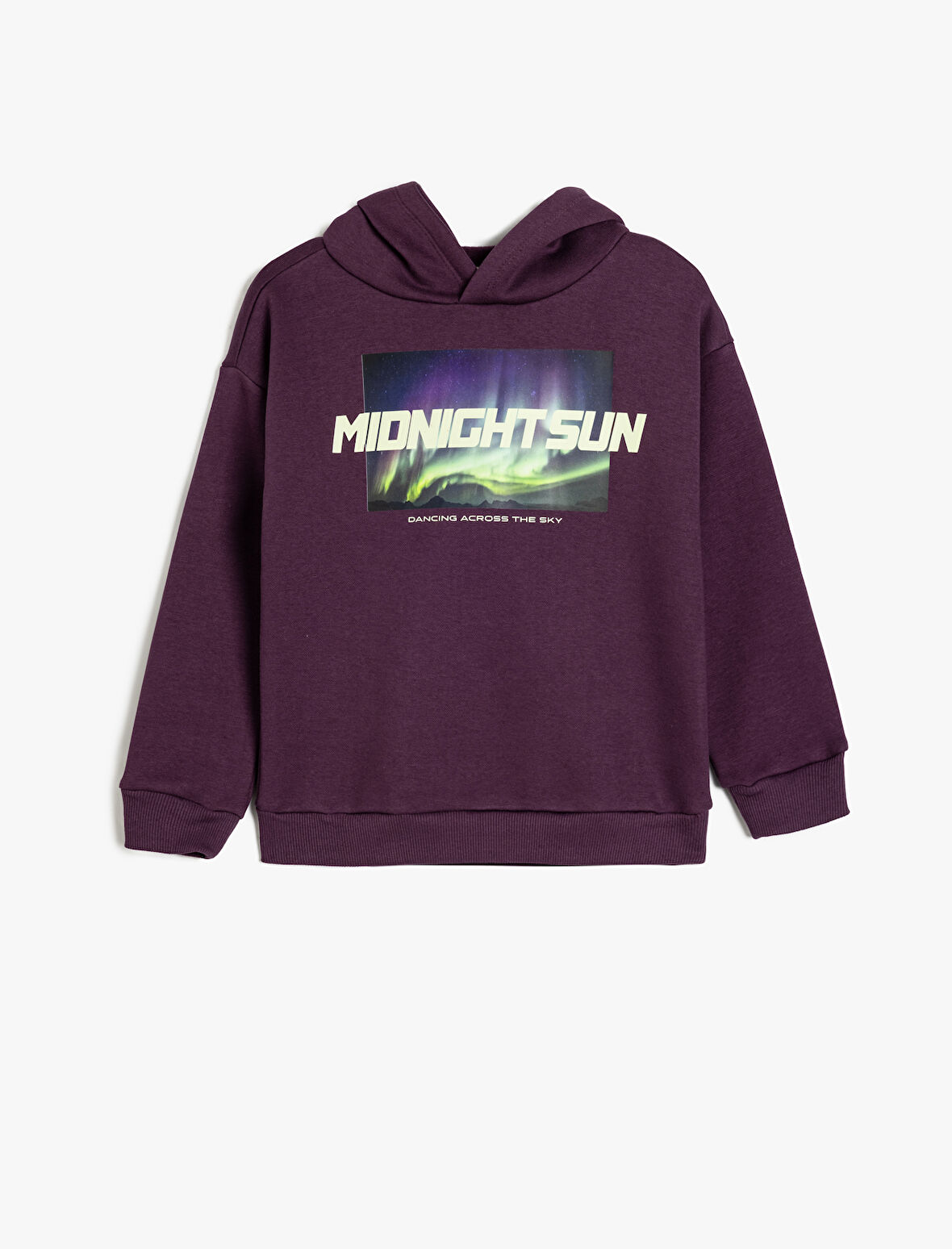 Oversize Kapşonlu Sweatshirt Baskı Detaylı Uzun Kollu 