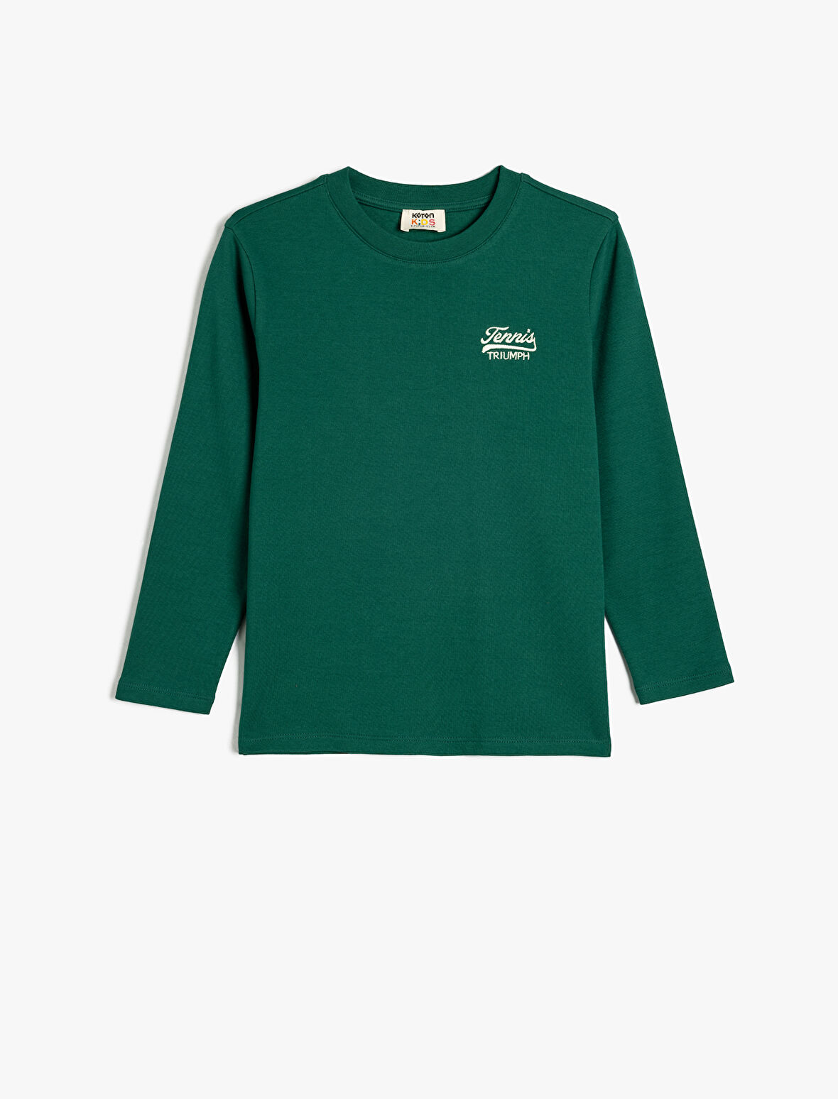 Oversize Tişört Uzun Kollu Bisiklet Yaka Tenis Baskılı Pamuklu