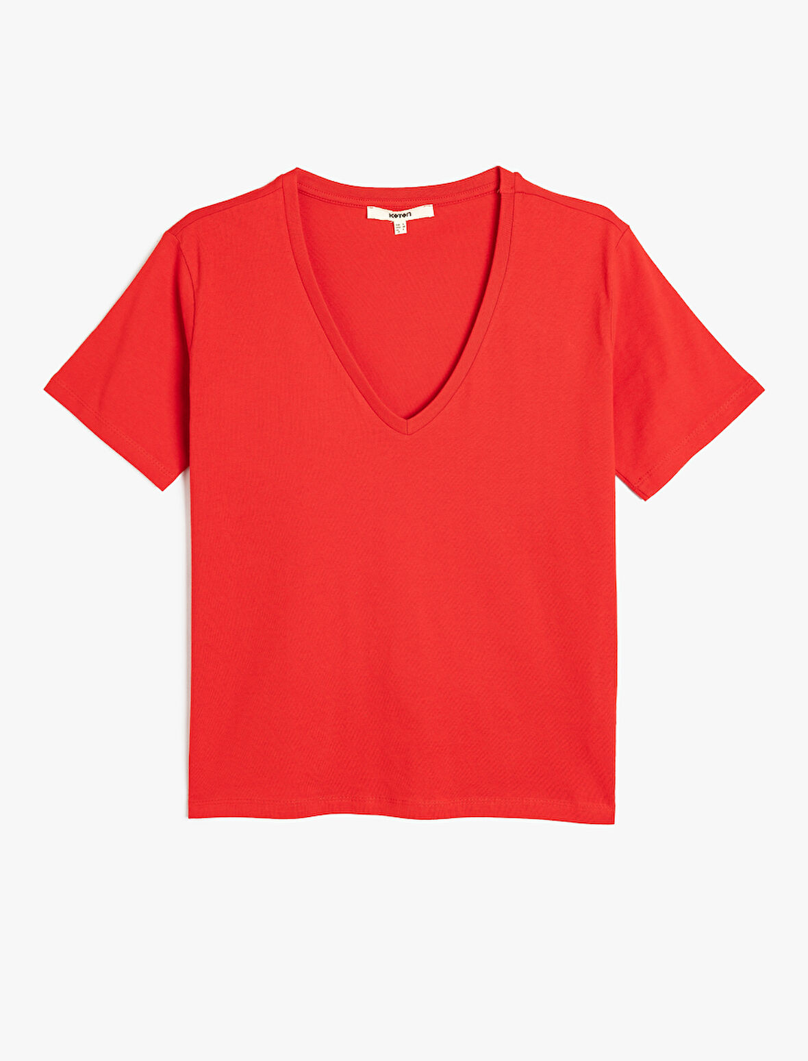 Pamuklu Kısa Kollu V Yaka Tişört