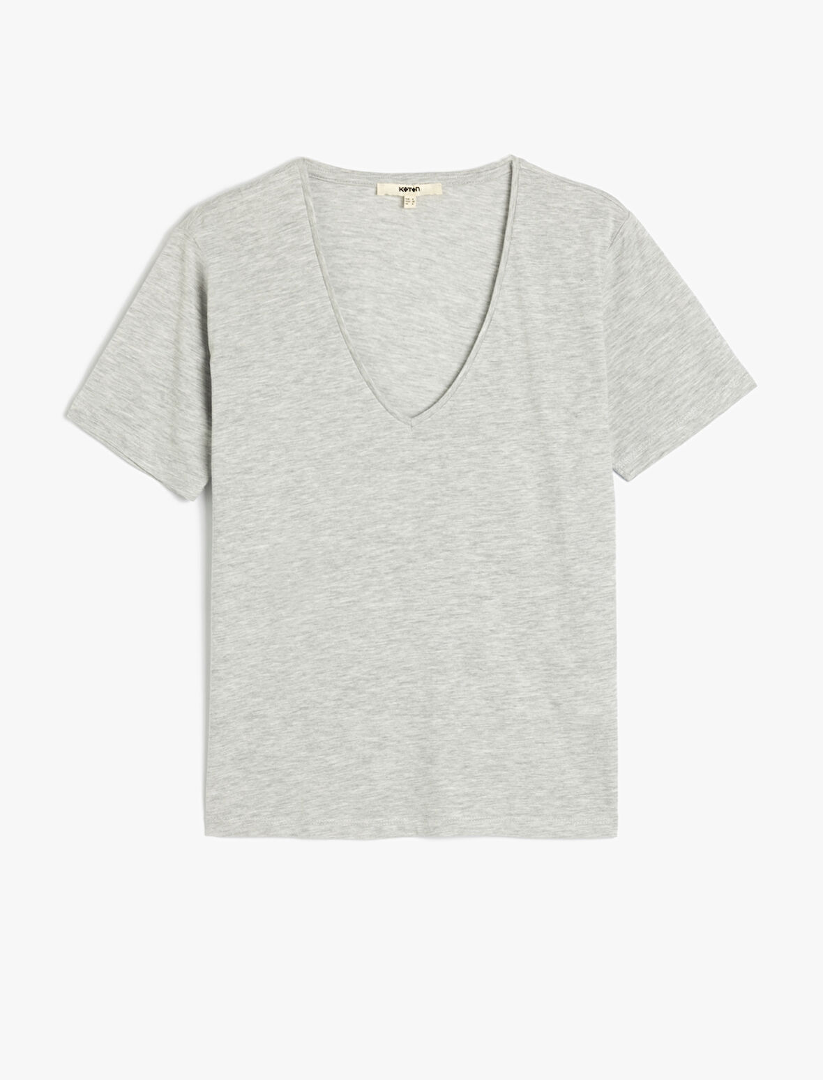 Pamuklu Kısa Kollu Basic V Yaka Tişört