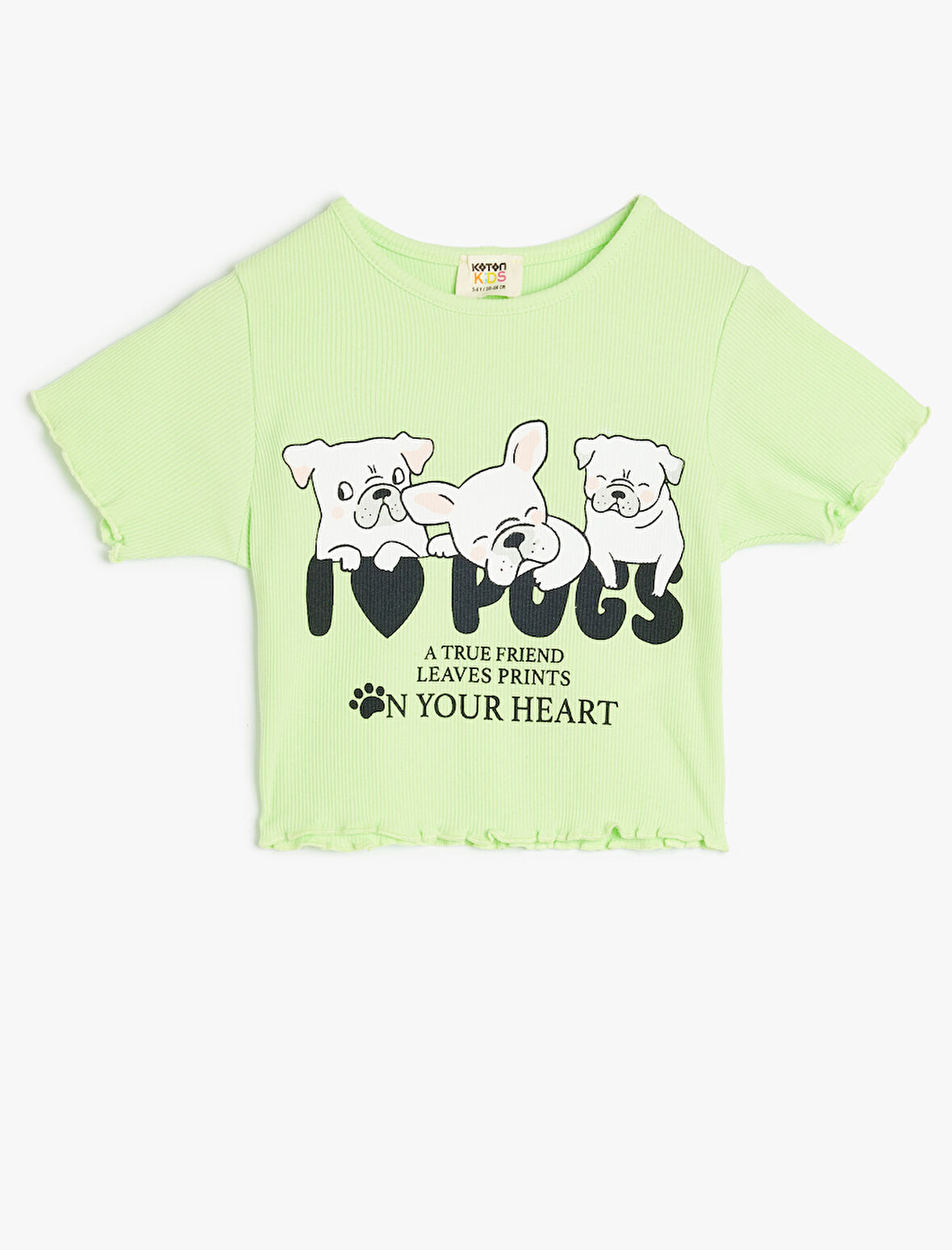 Köpek Baskılı Pamuklu Pamuklu Crop Tişört