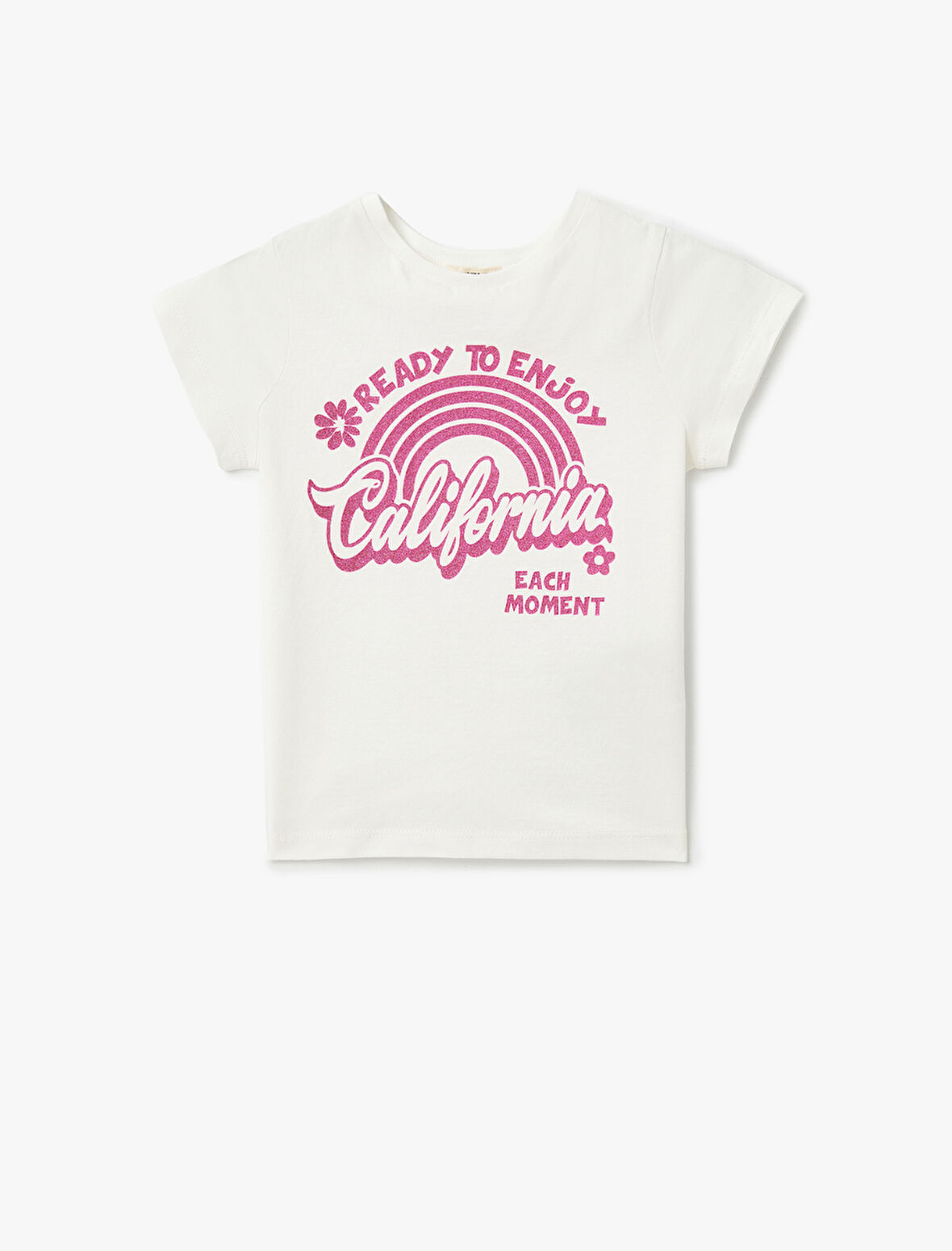 Slogan Baskılı Pamuklu Bisiklet Yaka Kısa Kollu Tişört