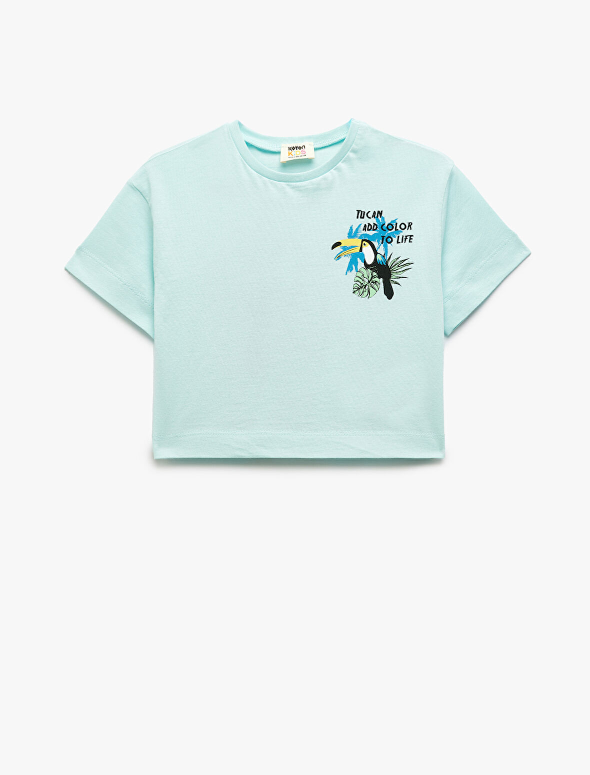 Bisiklet Yaka Kısa Kollu Baskı Detaylı Pamuklu Tişört