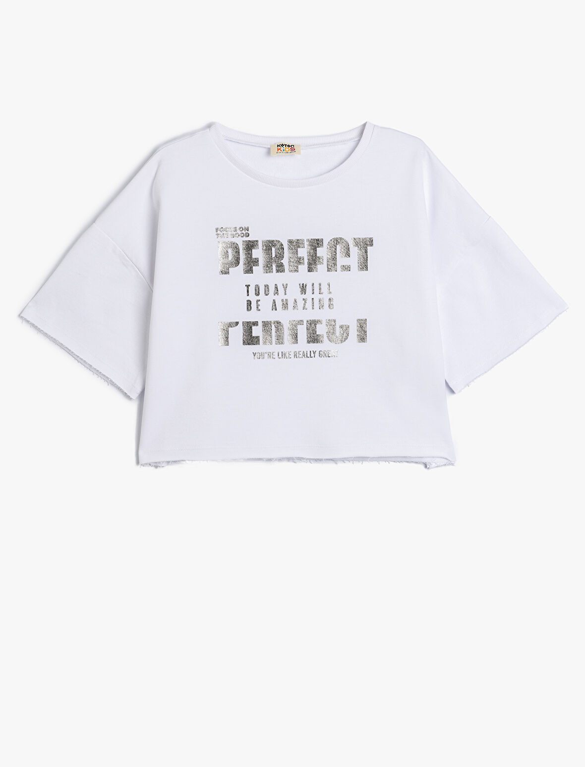 Tişört Slogan Baskılı Kısa Kollu Bisiklet Yaka Pamuklu 