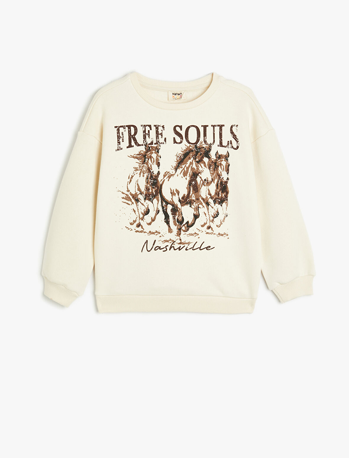 Sweatshirt Uzun Kollu Bisiklet Yaka Baskı Detaylı 