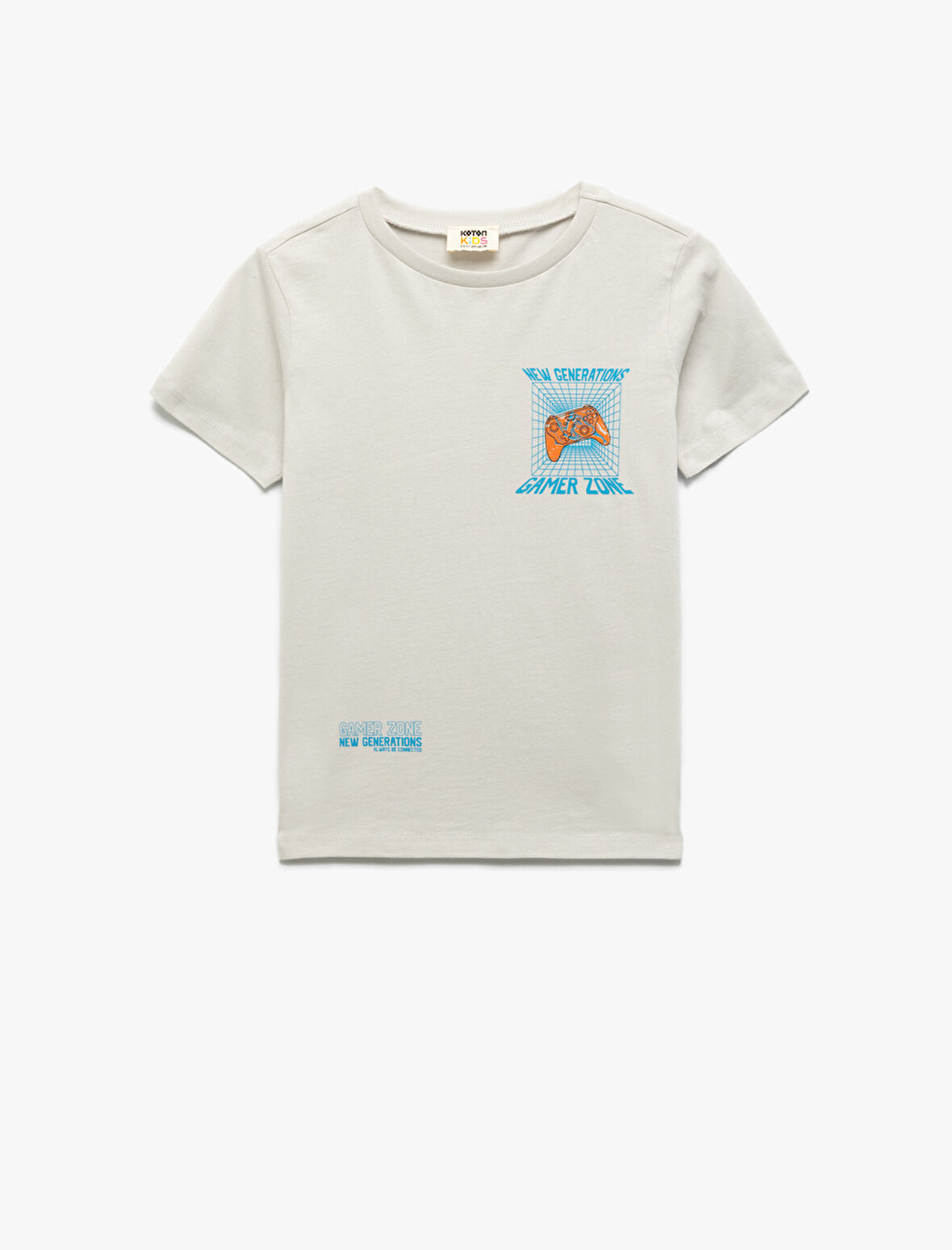 Pamuklu Bisiklet Yaka Kısa Kollu Oyun Baskılı Tişört