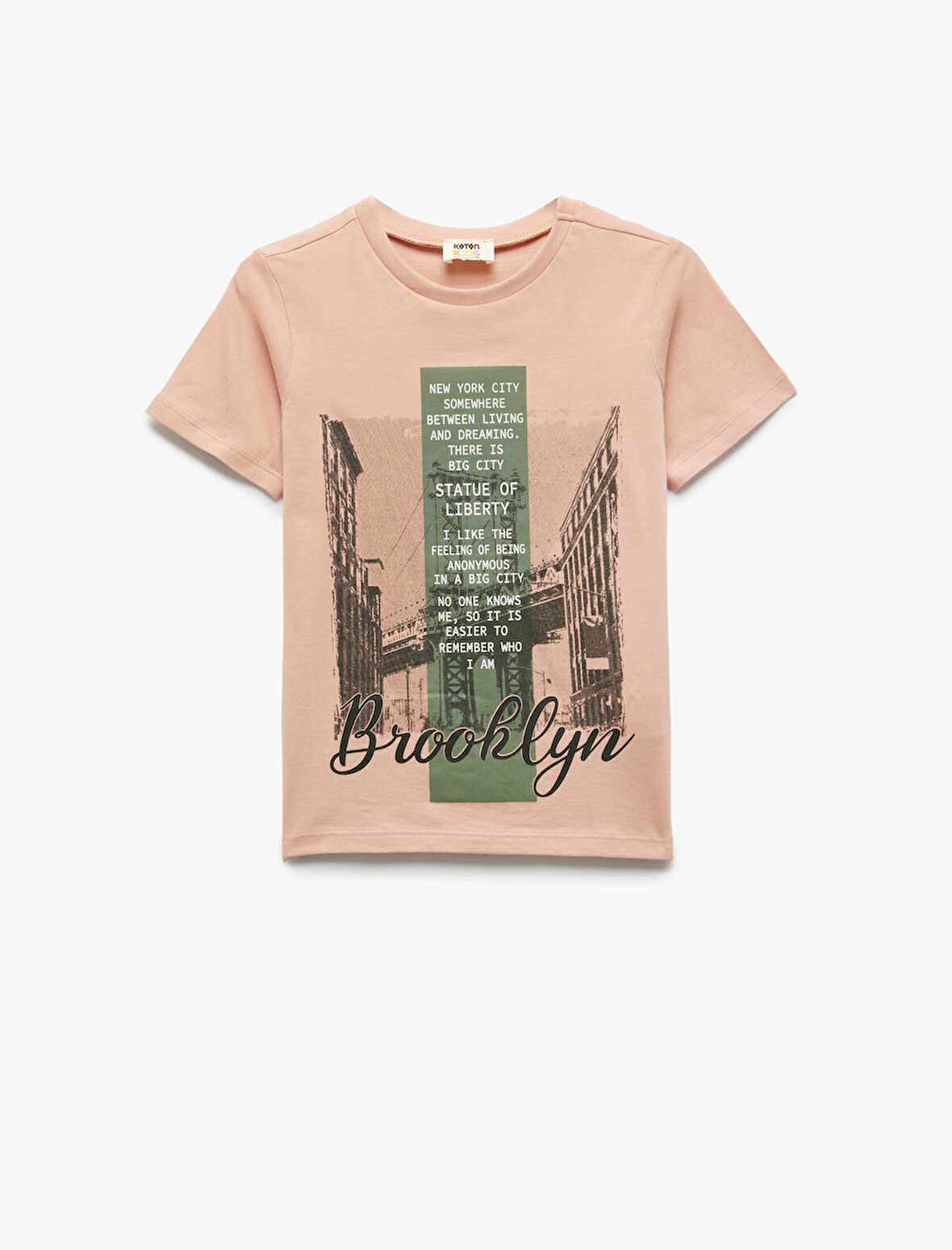 Pamuklu Baskılı Bisiklet Yaka Kısa Kollu Tişört