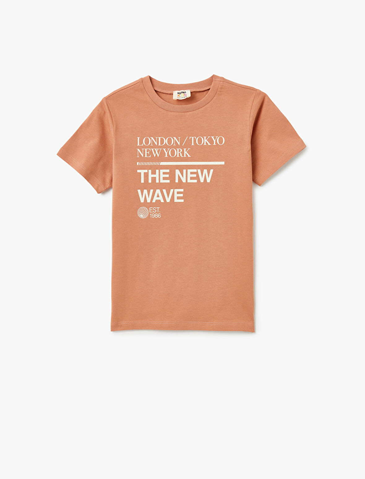 Slogan Baskılı Bisiklet Yaka Kısa Kollu Pamuklu Tişört