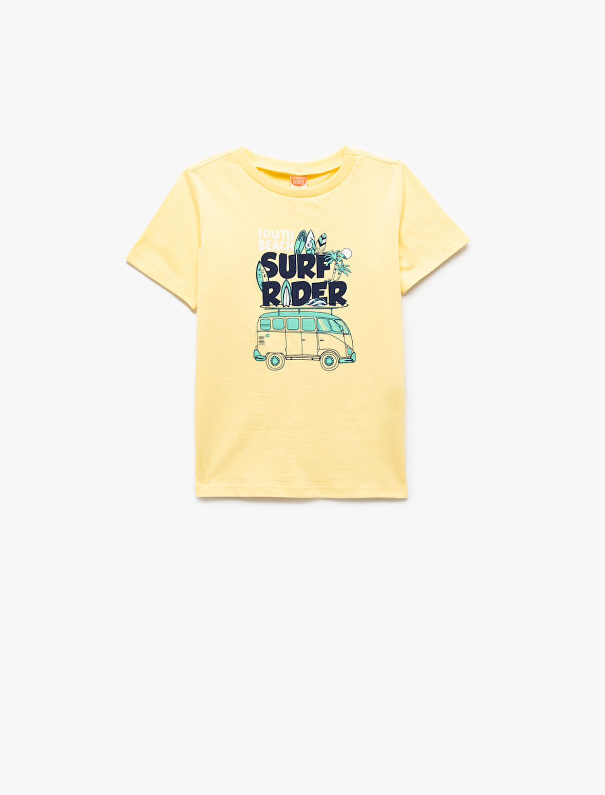 Pamuklu Baskılı Kısa Kollu Bisiklet Yaka Tişört