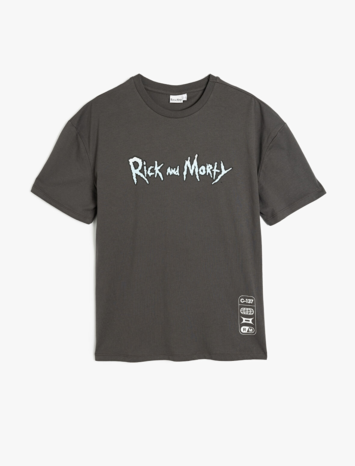 Rick and Morty Lisanslı Arkası Baskılı Kısa Kollu Bisiklet Yaka Tişört