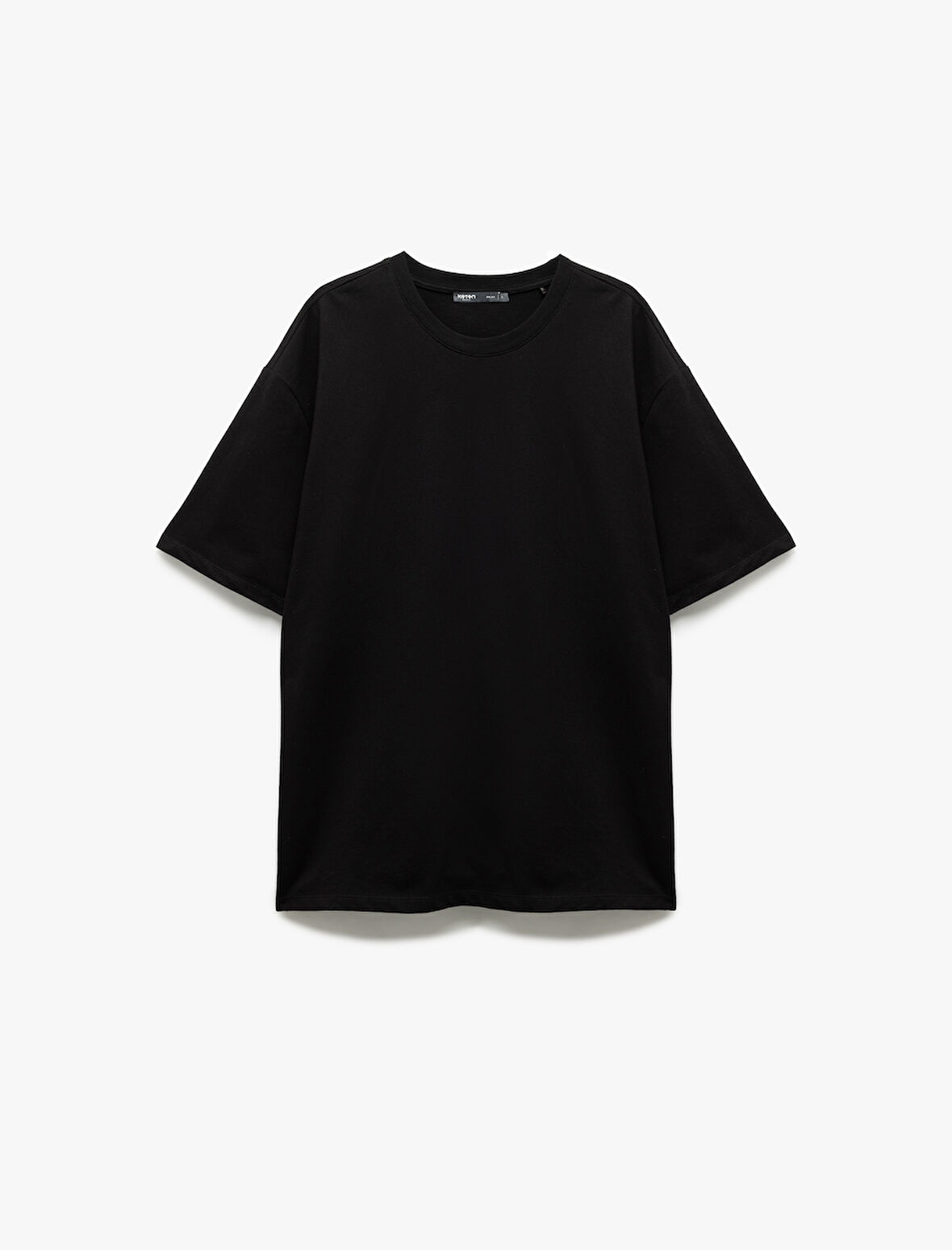 Basic Bisiklet Yaka Pamuklu Tok Kumaş Kısa Kollu Oversize Tişört