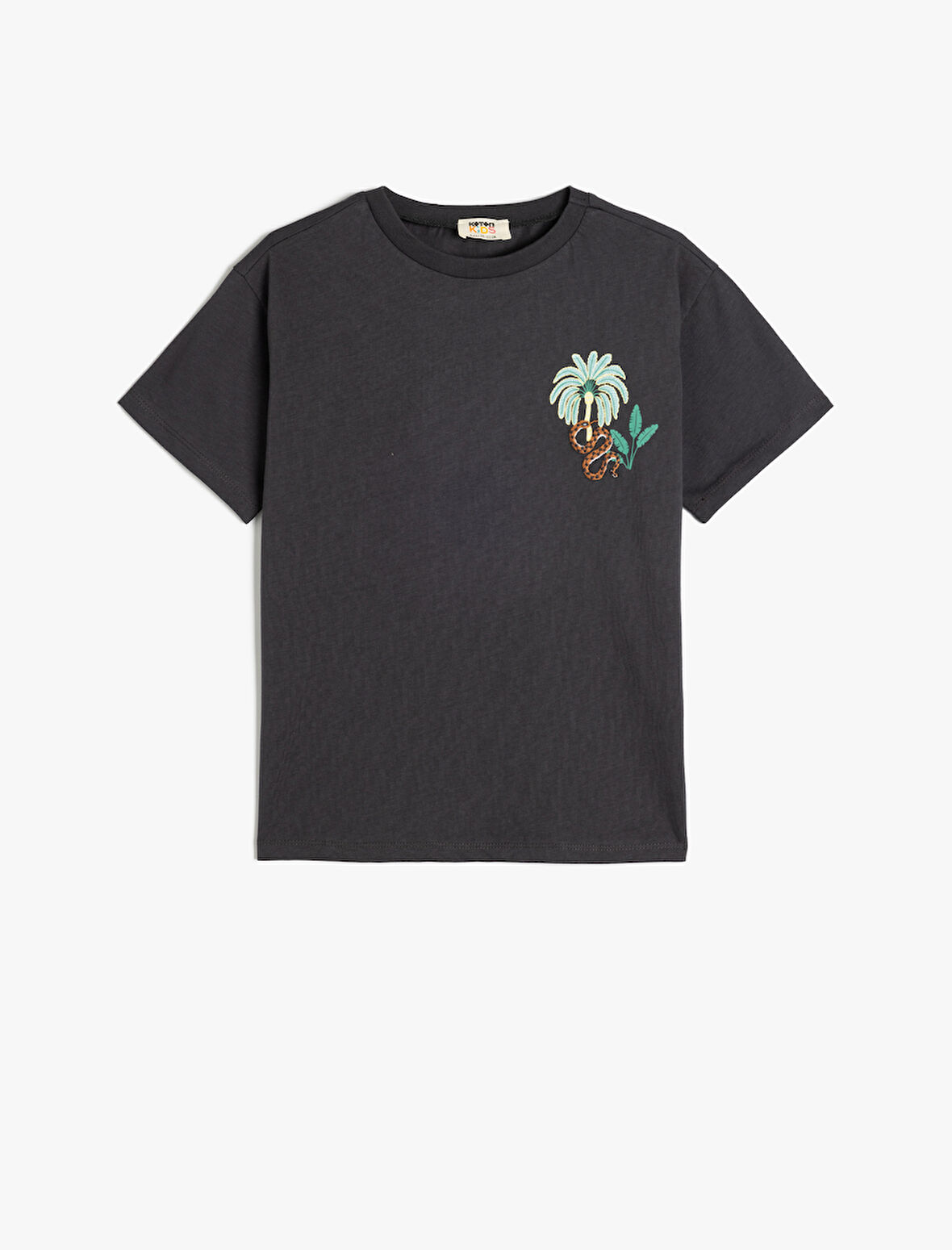 Bisiklet Yaka Pamuklu Kısa Kollu Baskılı Tişört