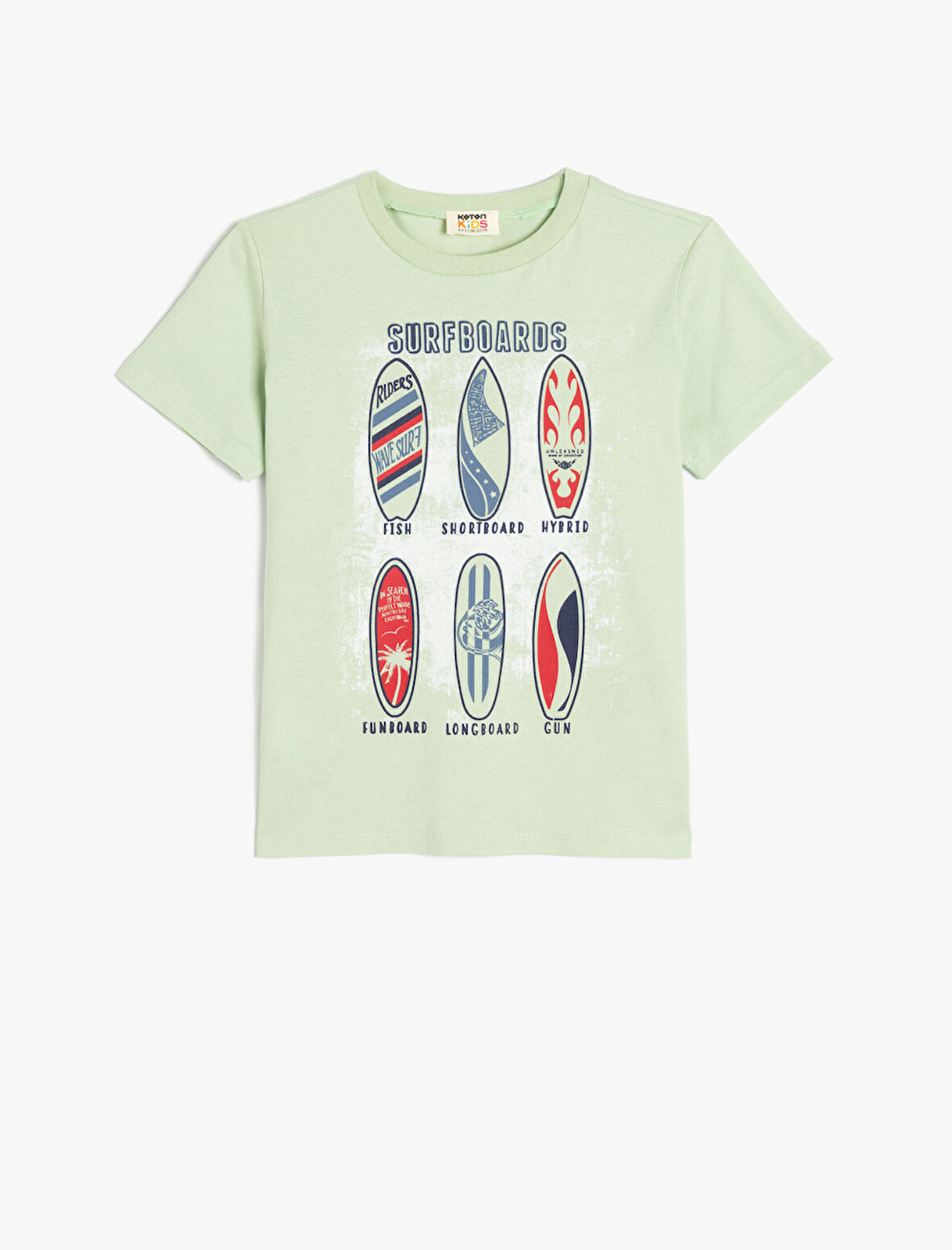 Bisiklet Yaka Sörf Baskılı Pamuklu Tişört