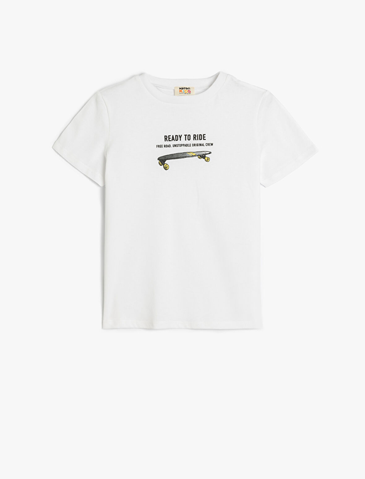 Kaykay Baskılı Kısa Kollu Tişört Bisiklet Yaka Pamuklu