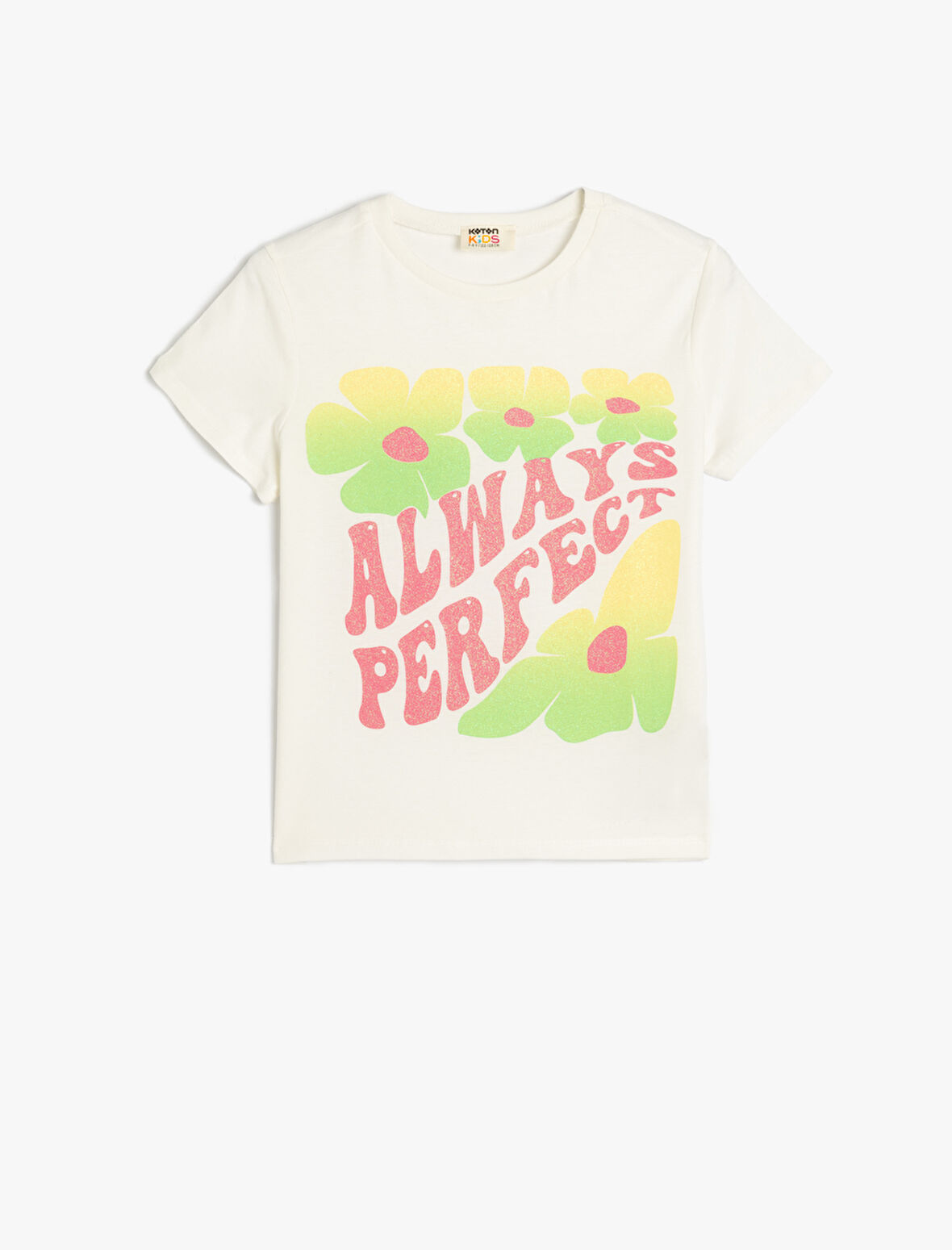 Tişört Kısa Kollu Bisiklet Yaka Slogan Baskılı Sim Detaylı Pamuklu