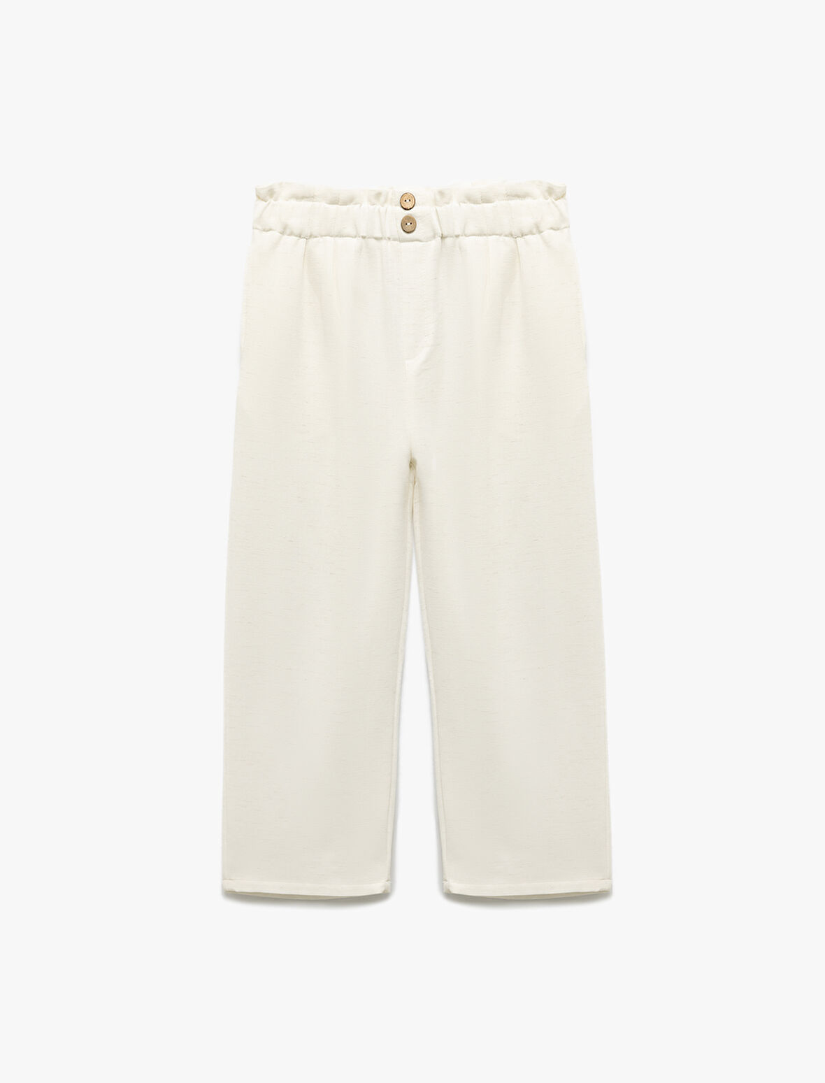 Beli Lastikli Keten ve Viskon Karışımlı Basic Pantolon