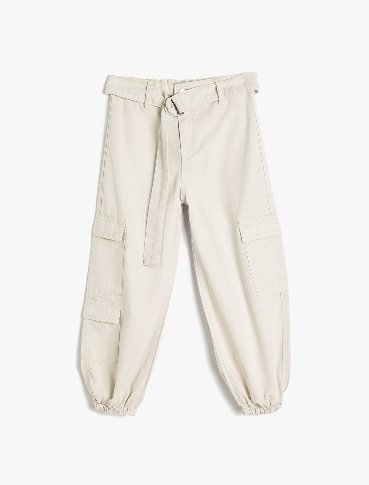 Kemer Detaylı Beli Lastikli Pamuklu Kargo Jogger Pantolon