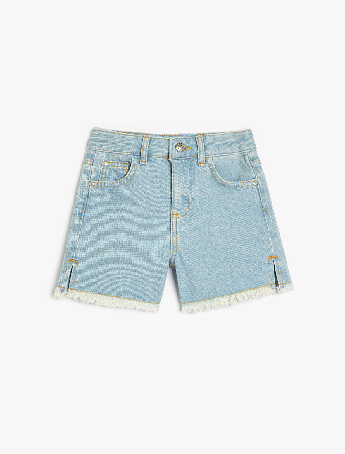 Pamuklu Düğme ve Cep Detaylı Basic Denim Şort