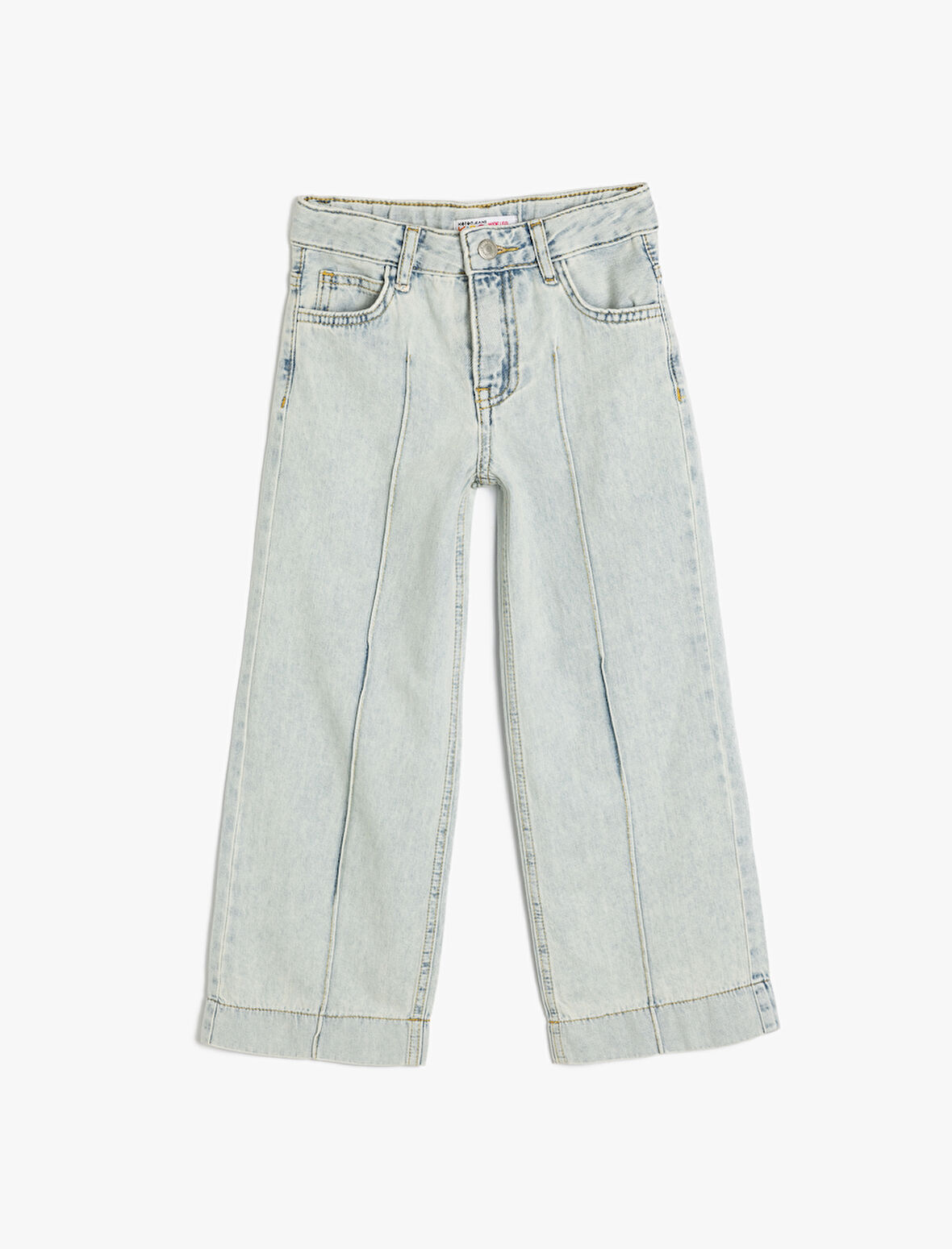 Cep Detaylı Bol Paça Pamuklu Denim Pantolon